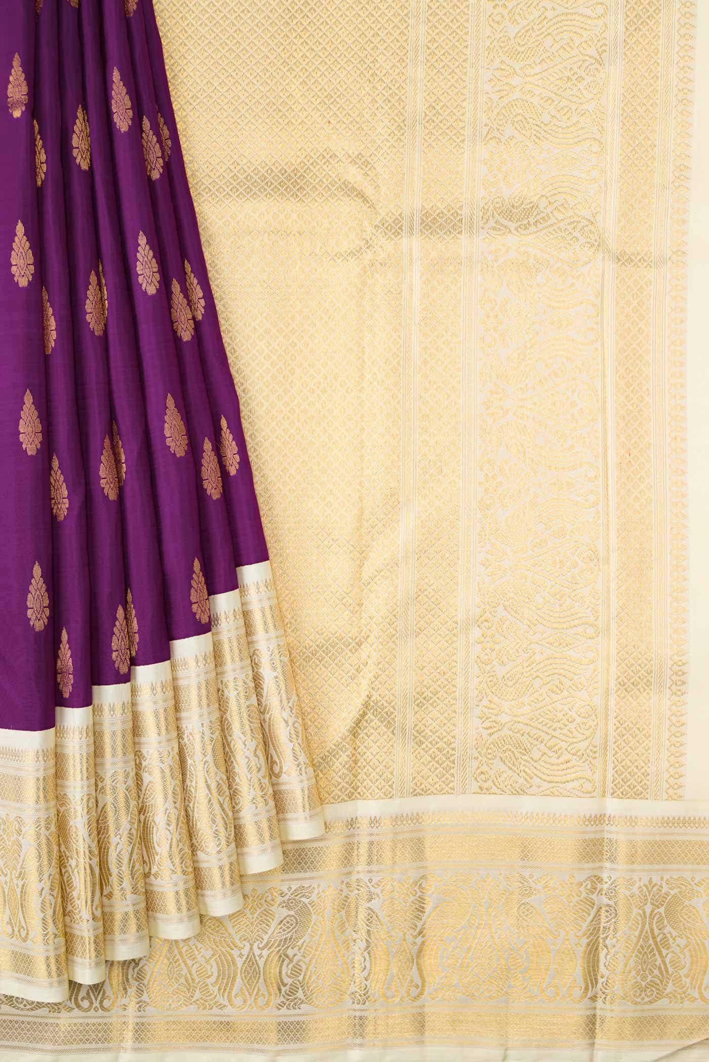 Pure Silk Pure Zari Purple Kanchipuram Saree