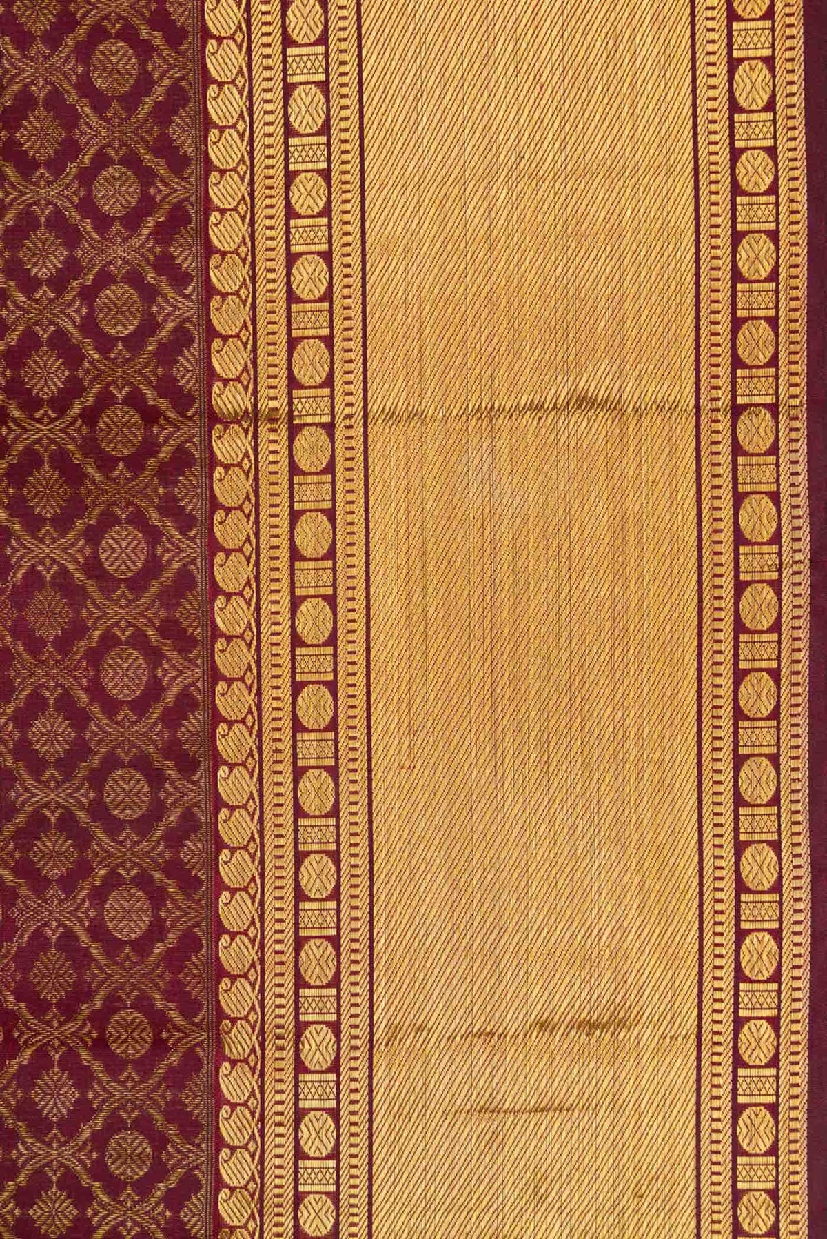 Pure Silk Pure Zari Maroon Dual Tone Kanjivaram Saree