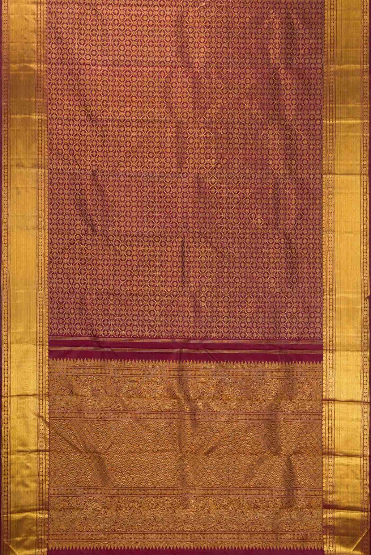 Pure Silk Pure Zari Maroon Dual Tone Kanjivaram Saree