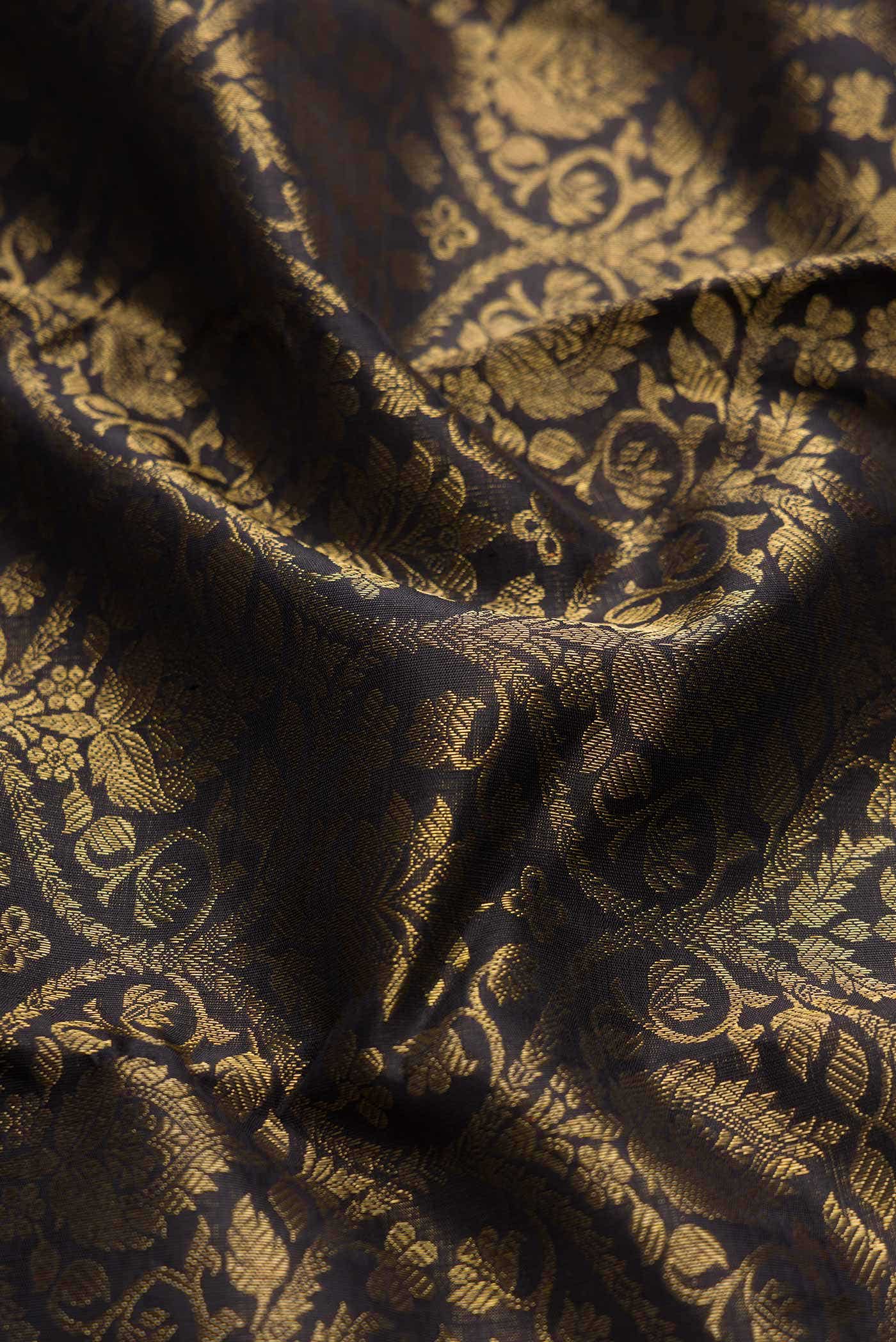 Pure Silk Pure Zari Black Kanchipuram Saree