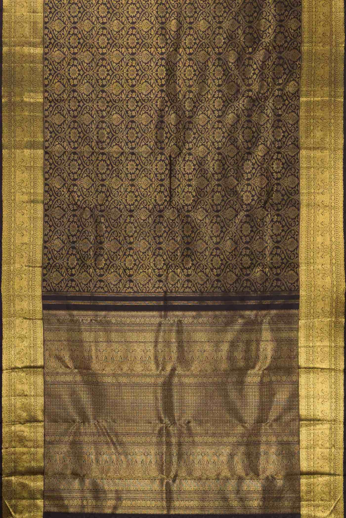 Pure Silk Pure Zari Black Kanchipuram Saree