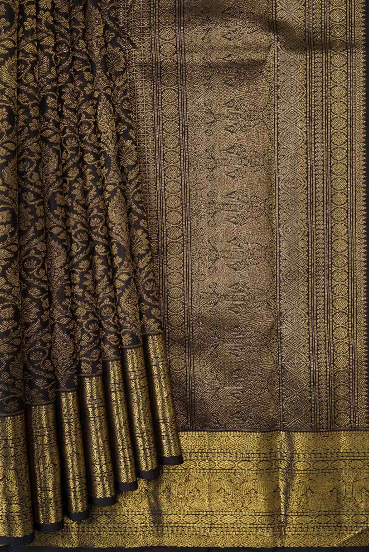 Pure Silk Pure Zari Black Kanchipuram Saree
