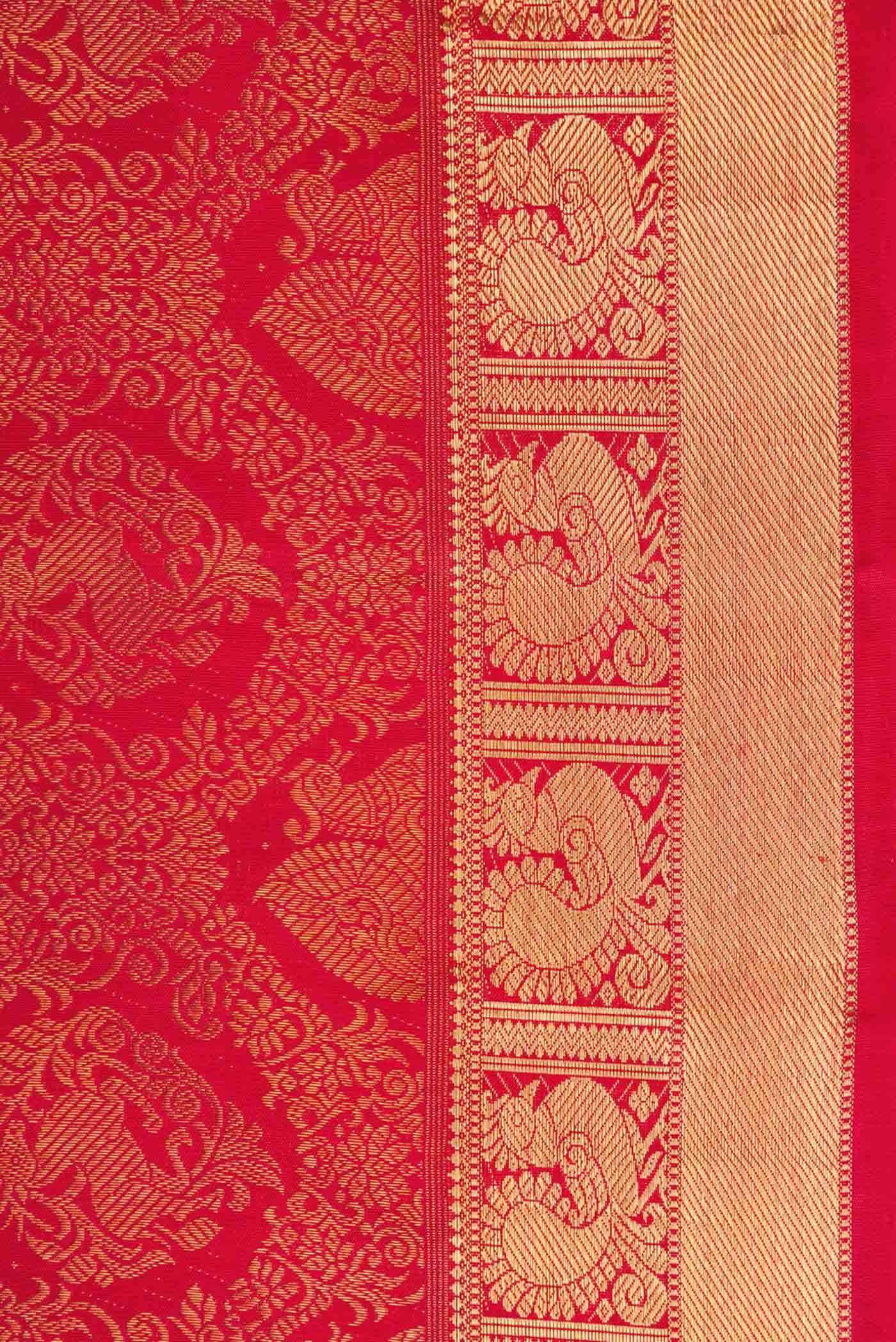 Pure Silk Pure Zari Dark Pink Dual Tone Kanjivaram Saree