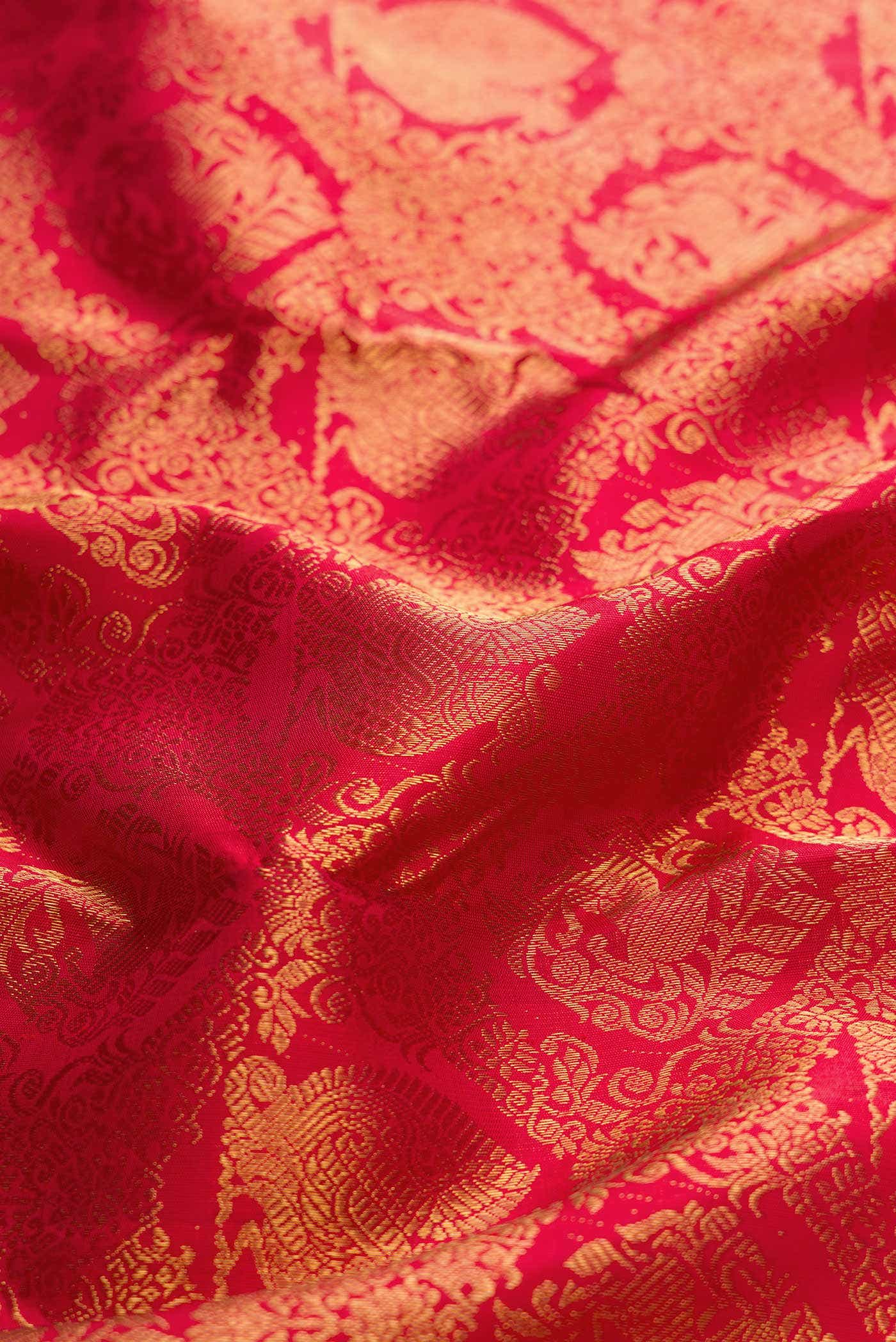 Pure Silk Pure Zari Dark Pink Dual Tone Kanchipuram Saree