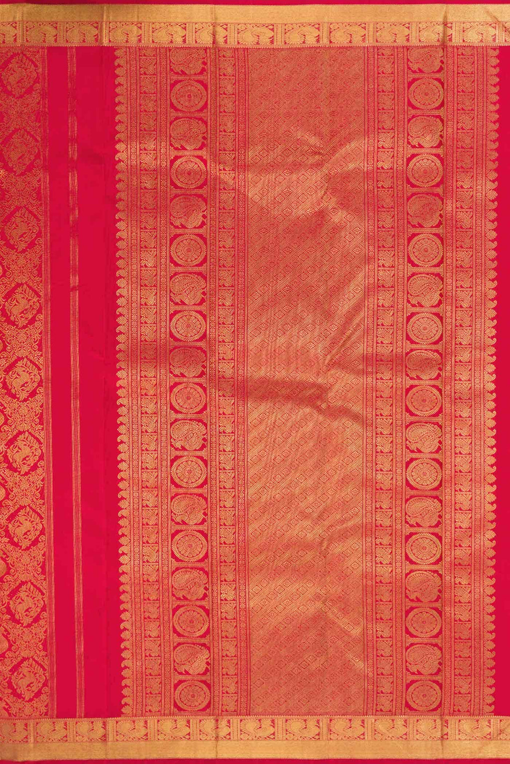 Pure Silk Pure Zari Dark Pink Dual Tone Kanchipuram Saree