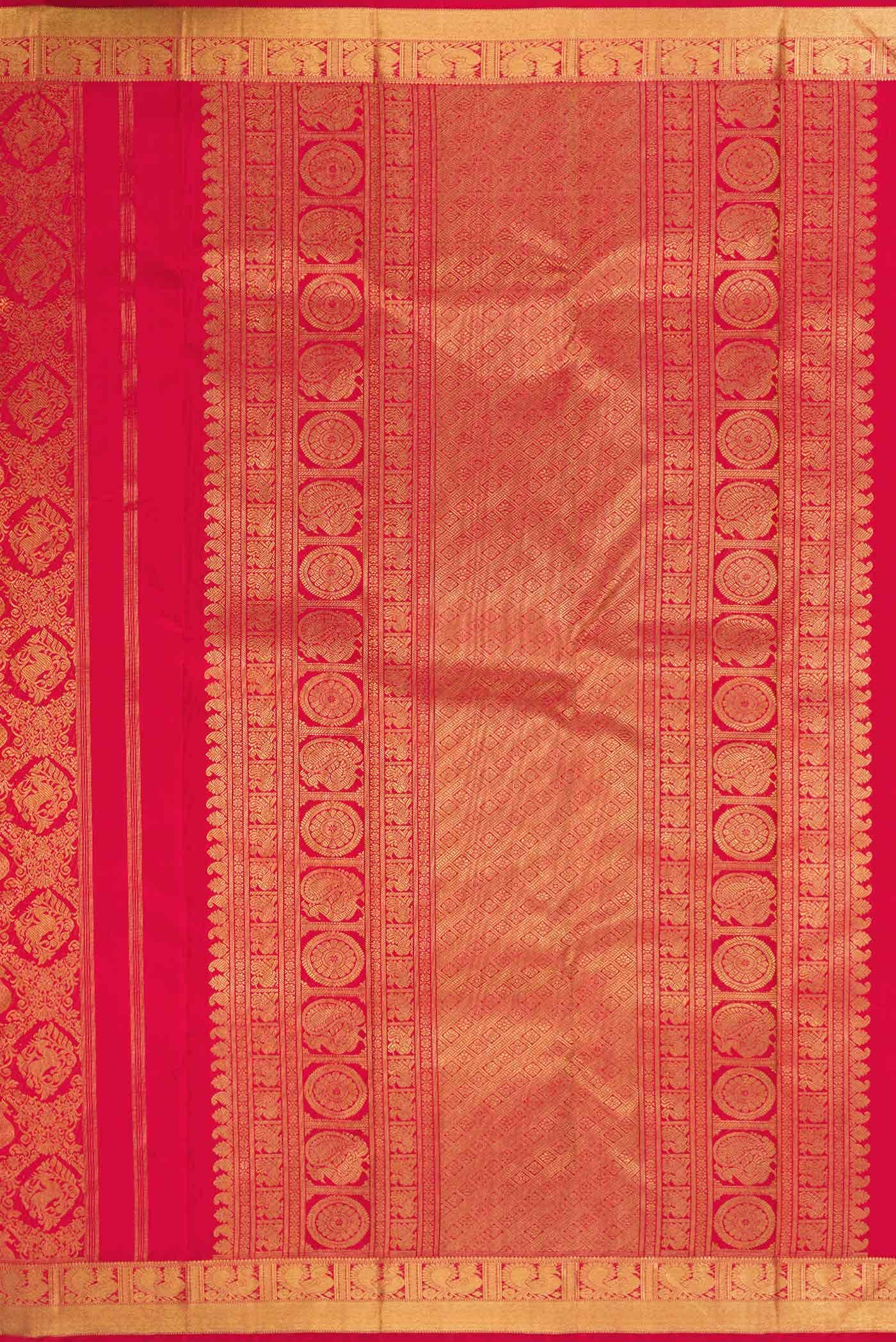 Pure Silk Pure Zari Dark Pink Dual Tone Kanchipuram Saree