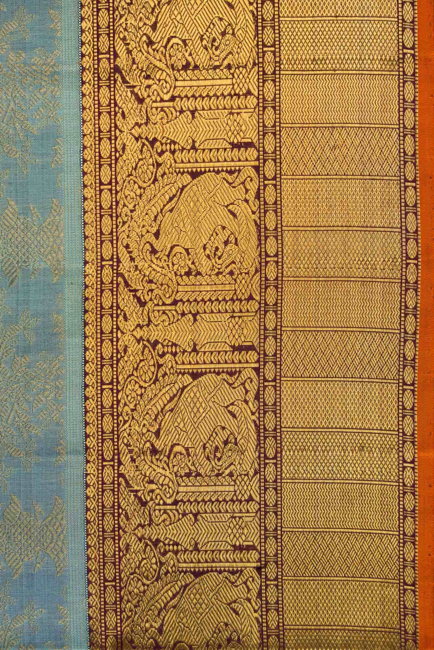 Pure Silk Pure Zari Grey Kanchipuram Saree