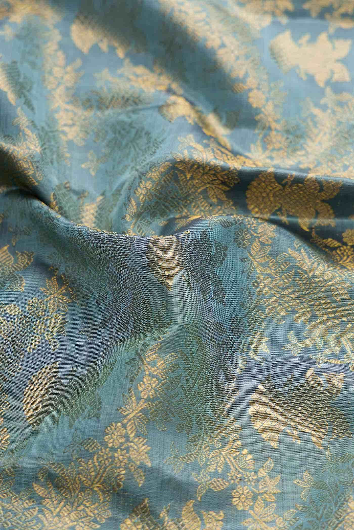 Pure Silk Pure Zari Grey Kanchipuram Saree