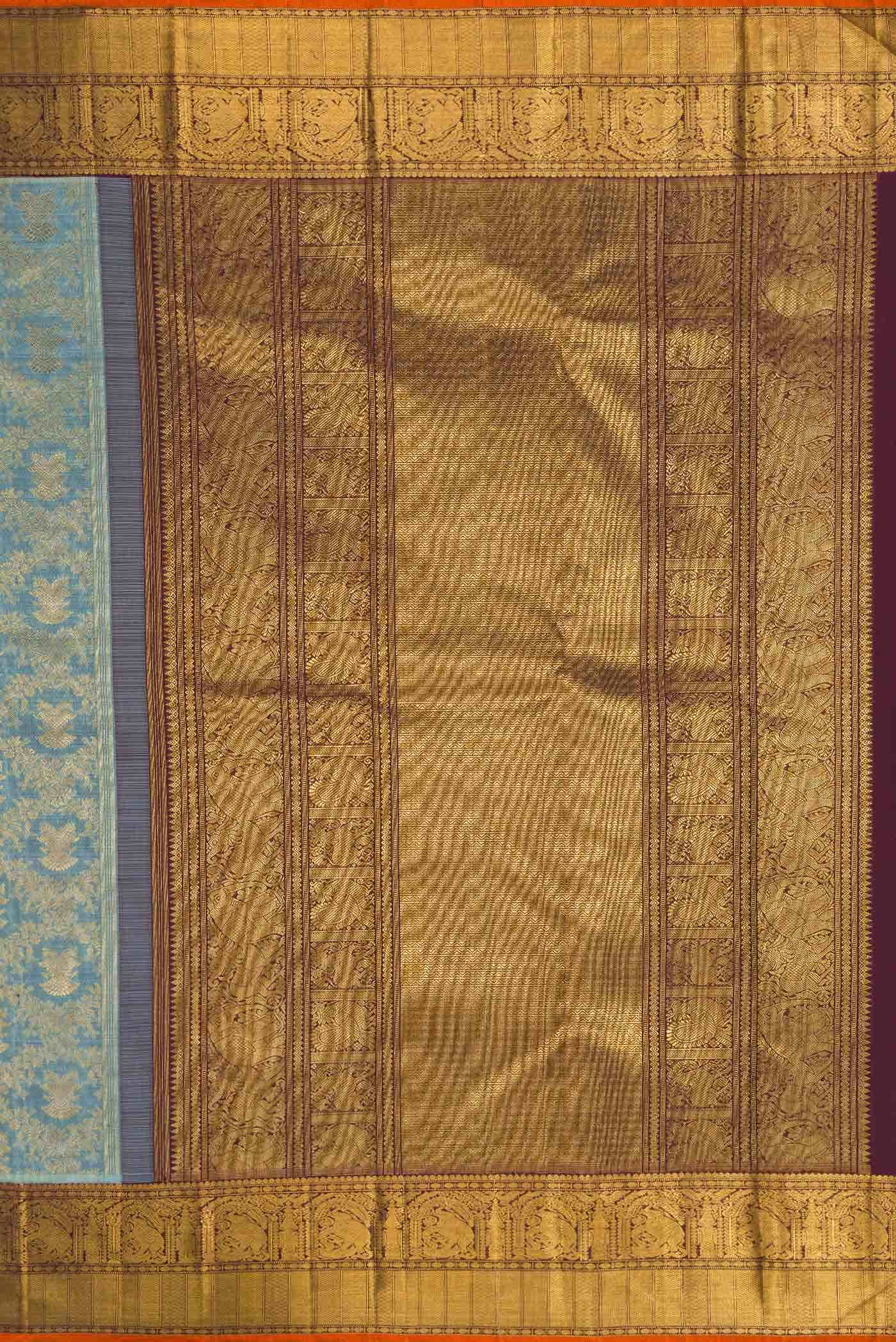 Pure Silk Pure Zari Grey Kanchipuram Saree