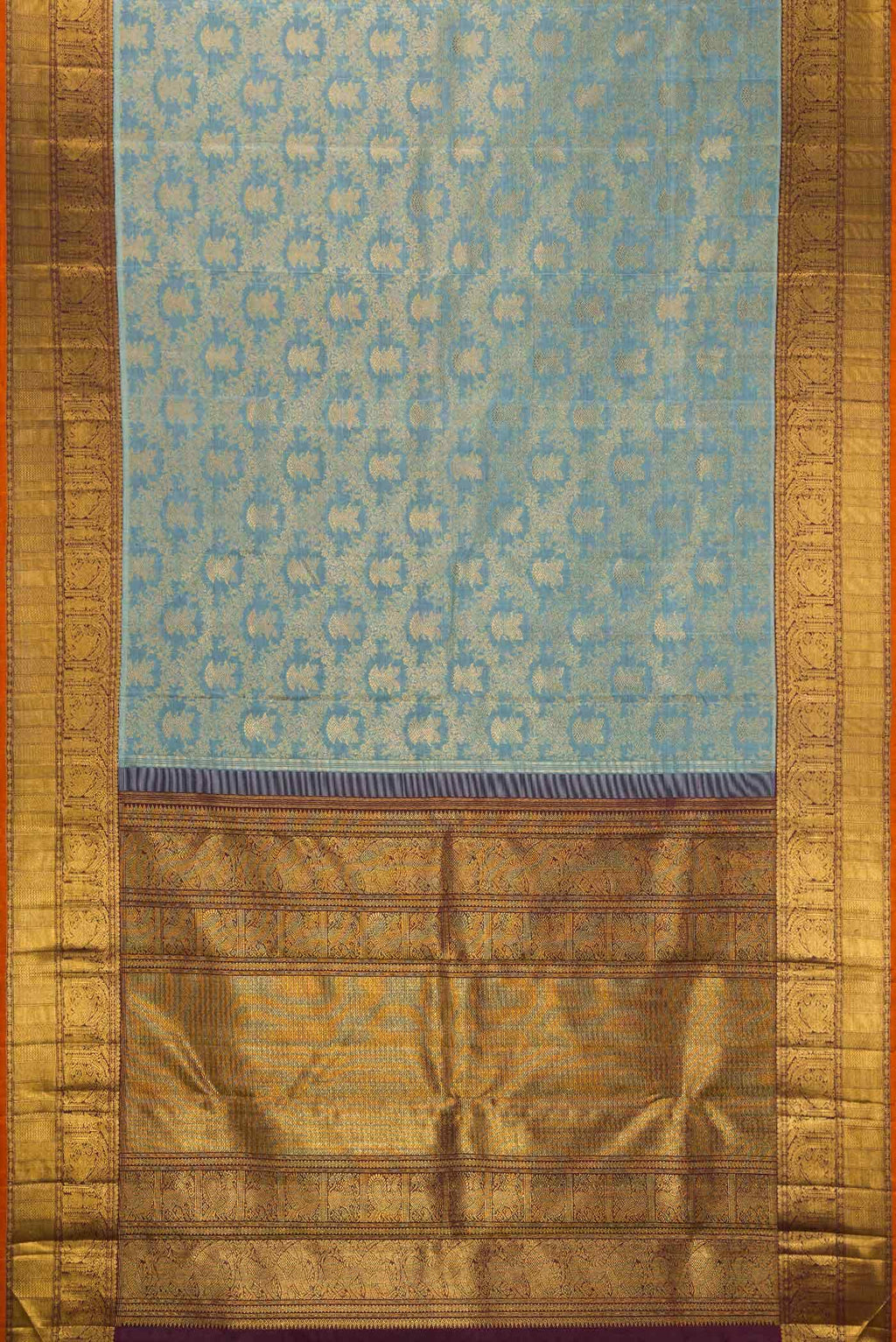 Pure Silk Pure Zari Grey Kanchipuram Saree