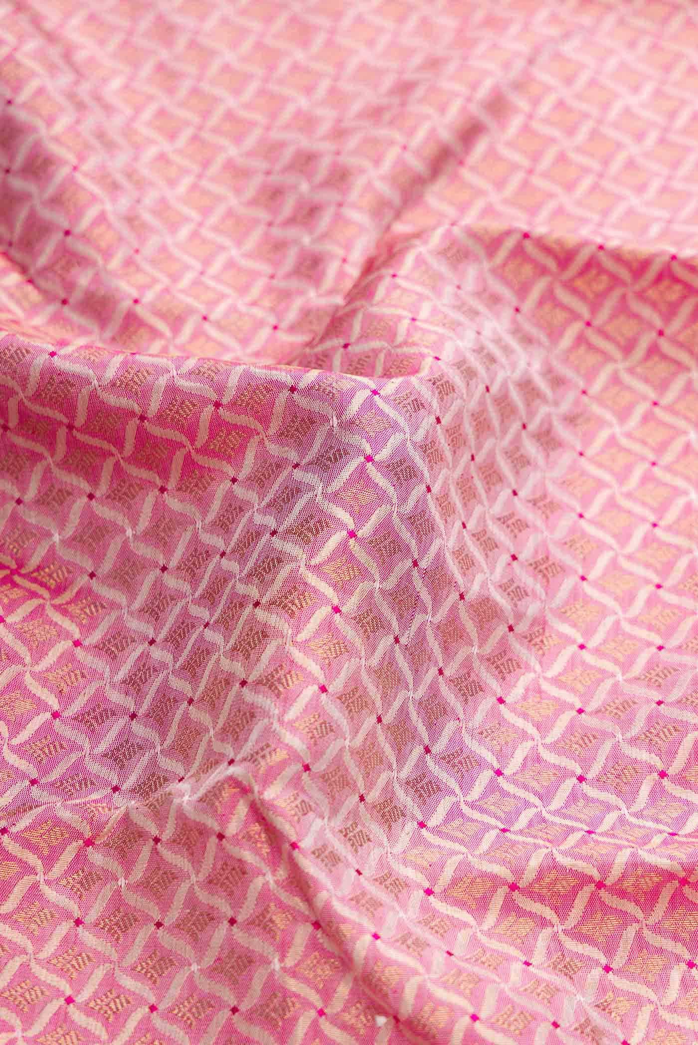 Pure Silk Pure Zari Pink Dual Tone Kanchipuram Saree