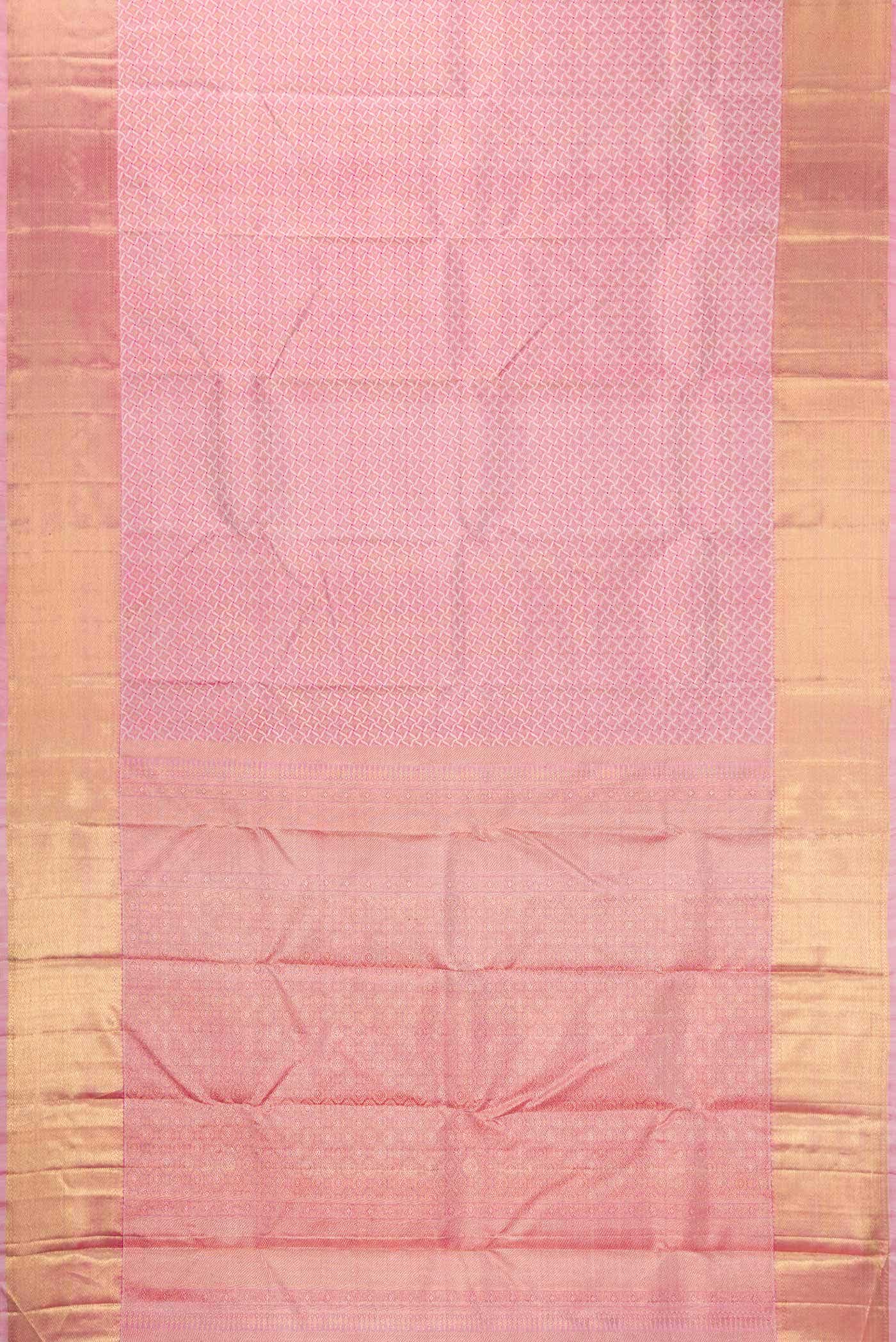 Pure Silk Pure Zari Pink Dual Tone Kanchipuram Saree