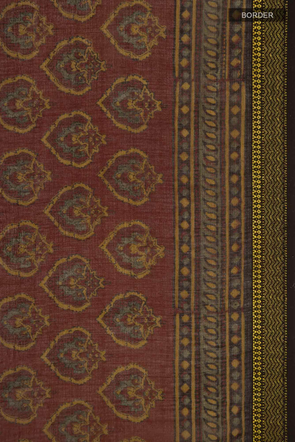 Rust Maheshwari Silk Cotton Saree