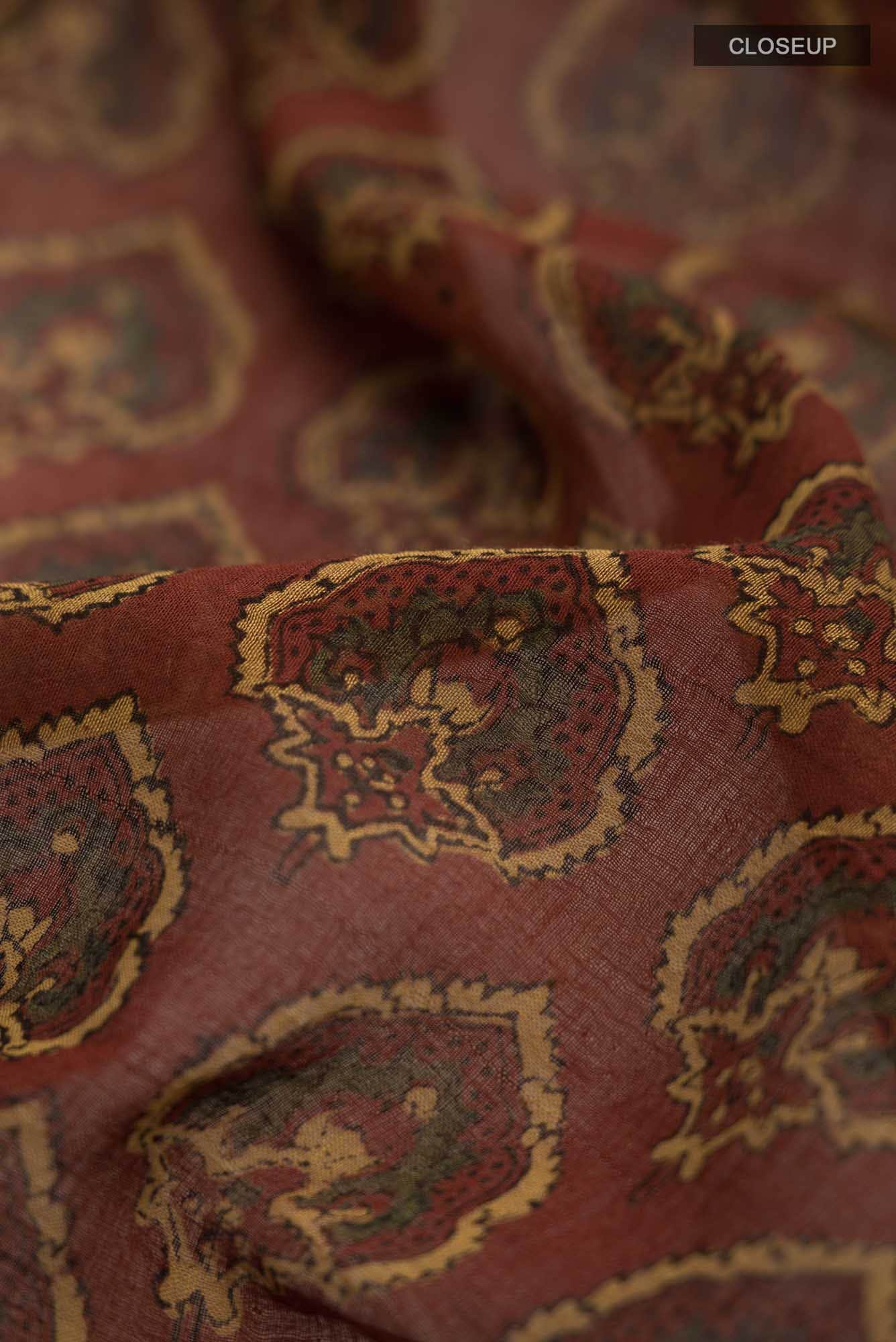 Rust Maheshwari Silk Cotton Saree