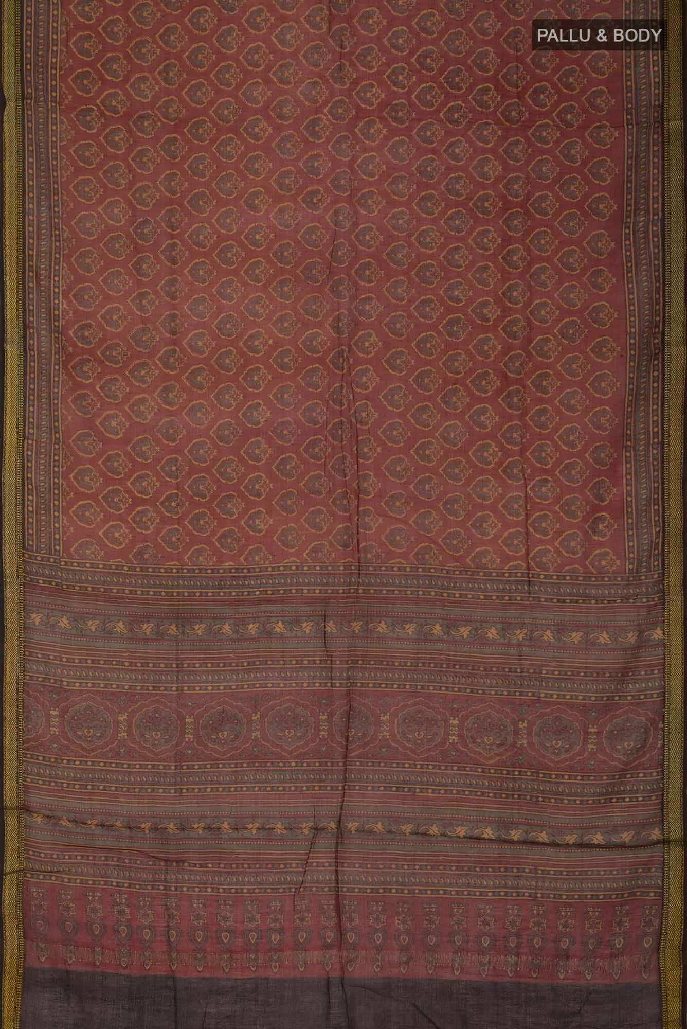 Rust Maheshwari Silk Cotton Saree