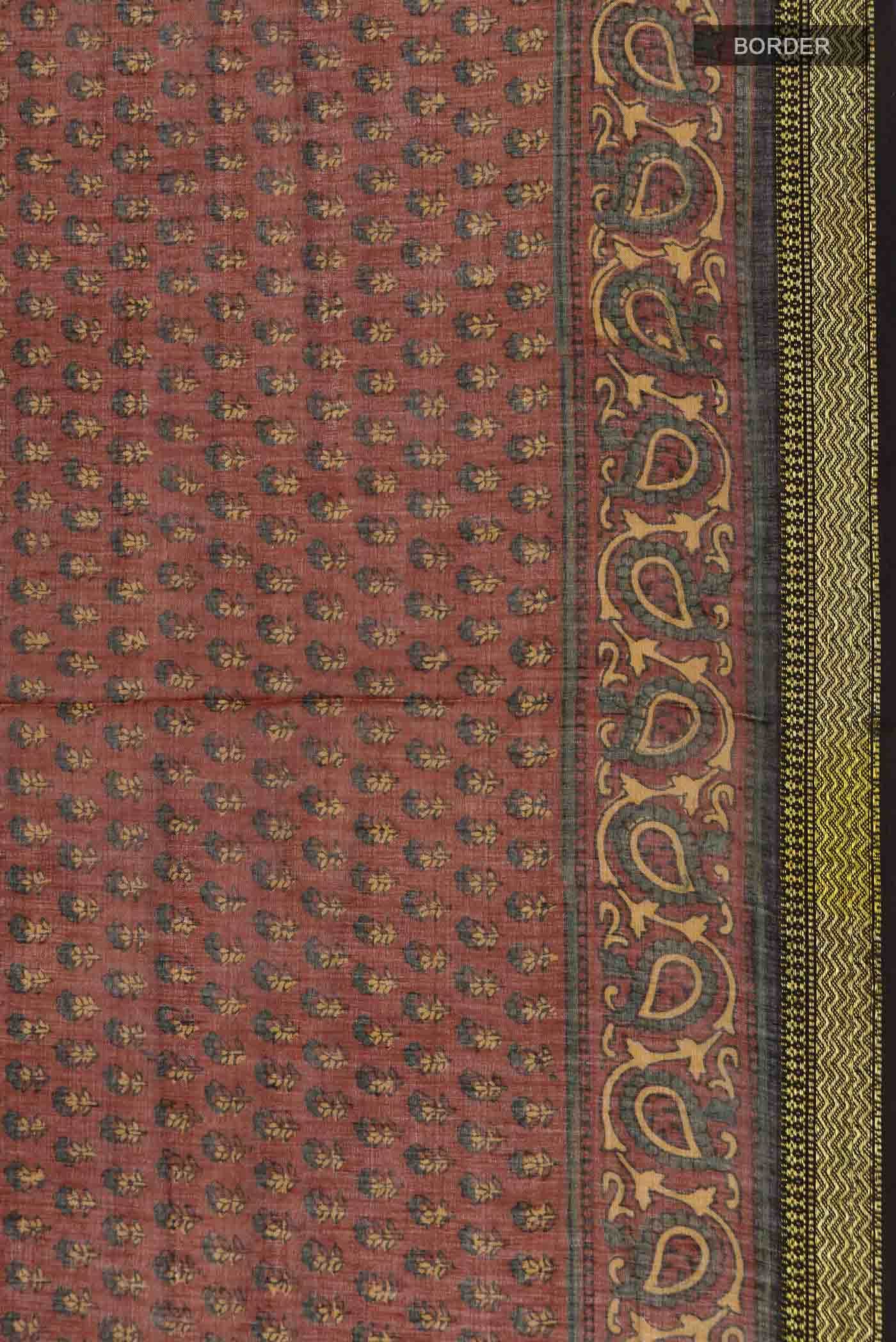 Rust Chanderi Silk Cotton Saree