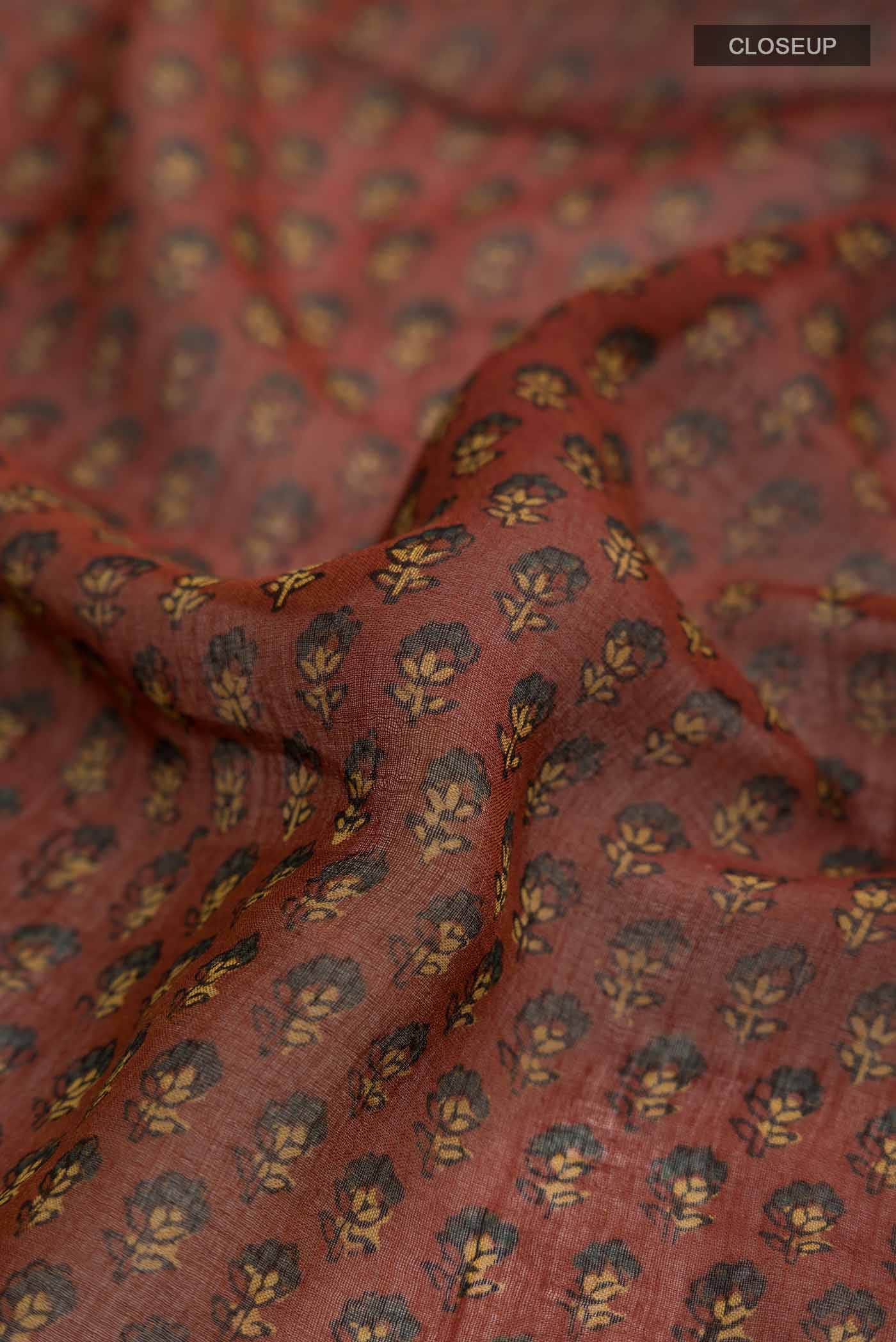 Rust Chanderi Silk Cotton Saree