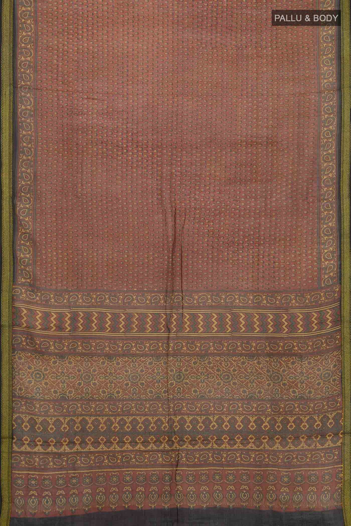 Rust Chanderi Silk Cotton Saree