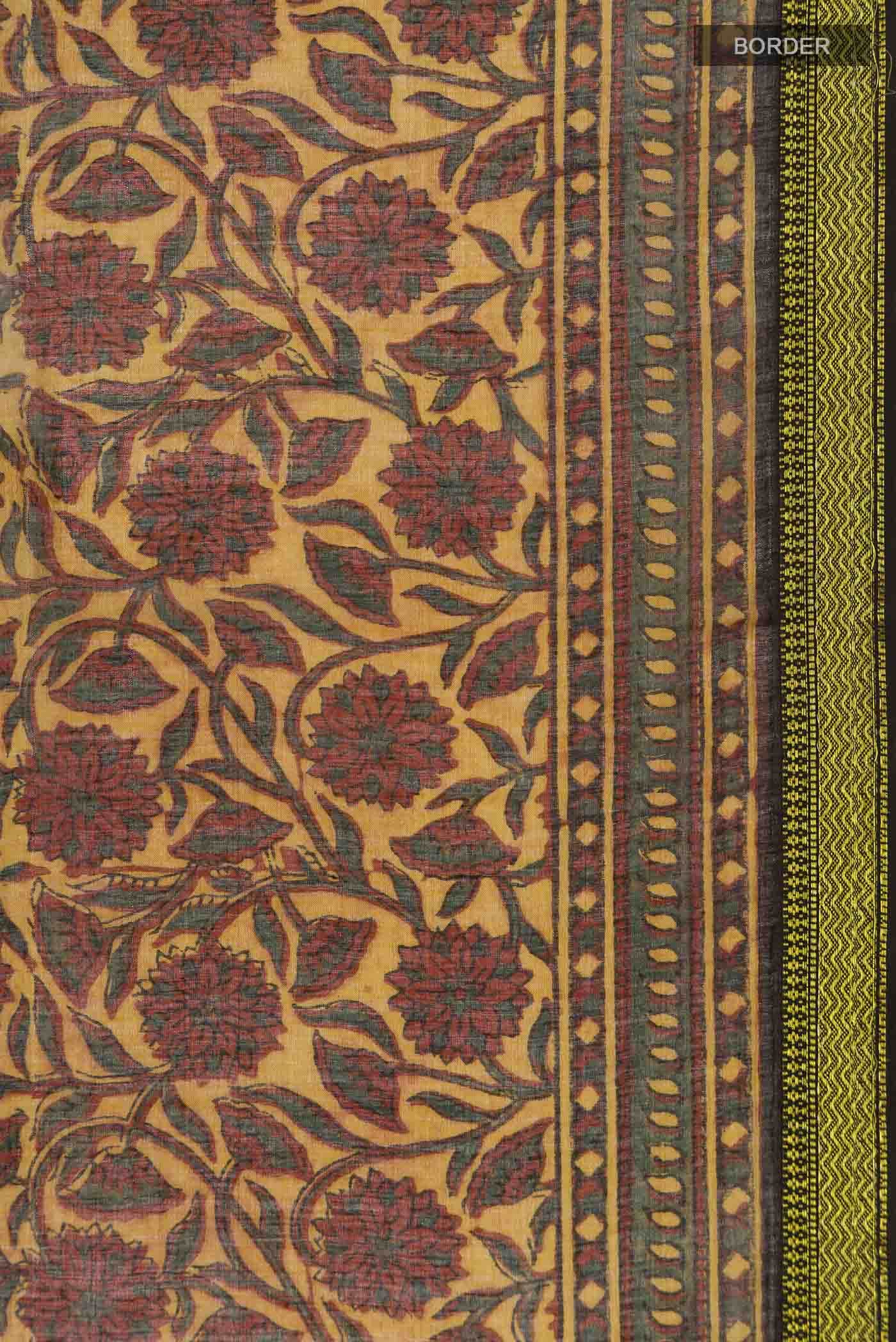 Mustard Chanderi Silk Cotton Saree
