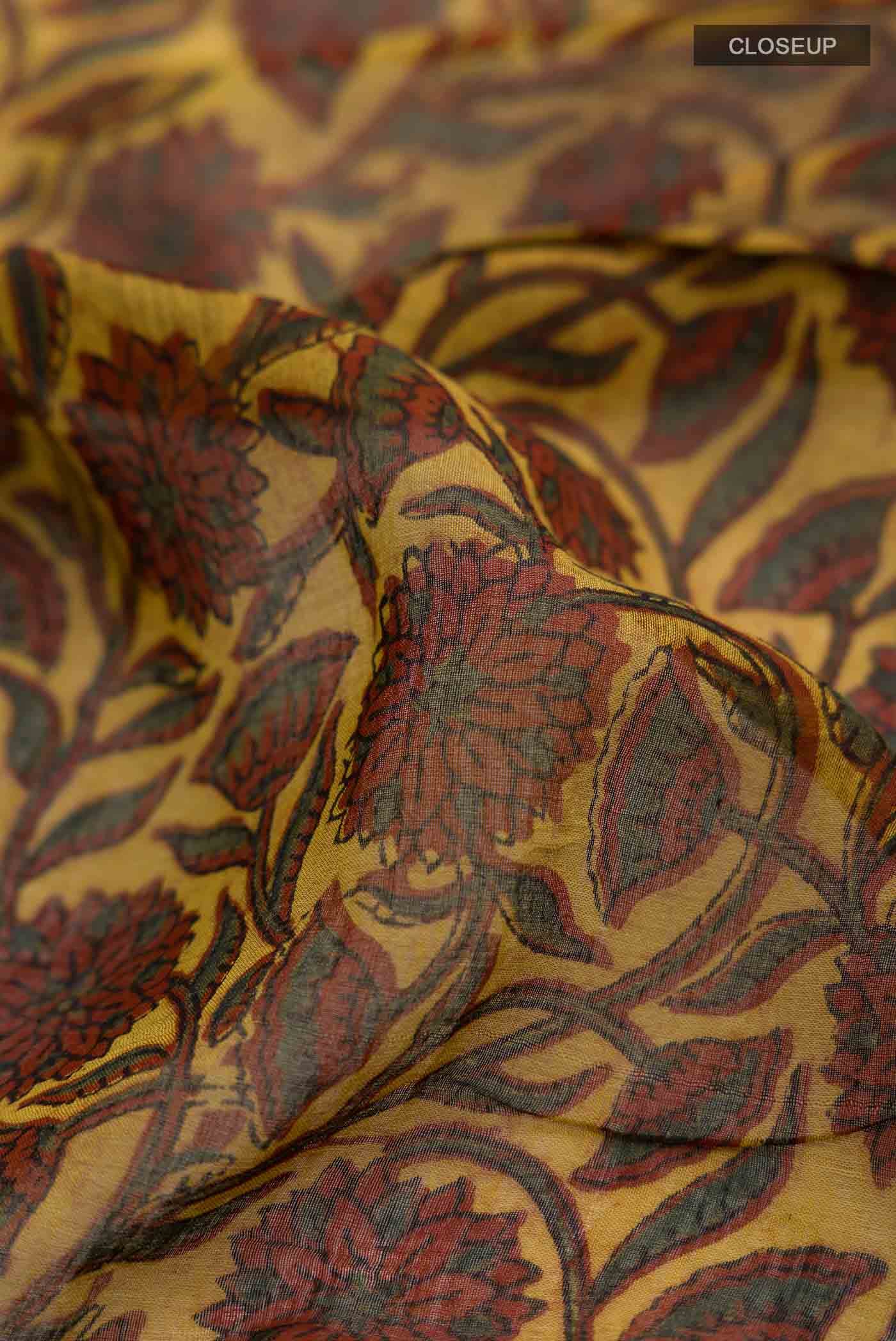 Mustard Chanderi Silk Cotton Saree