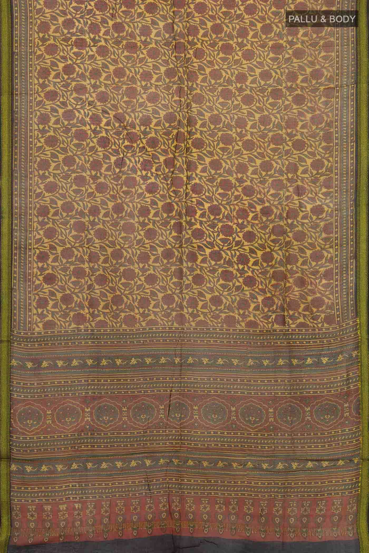 Mustard Chanderi Silk Cotton Saree