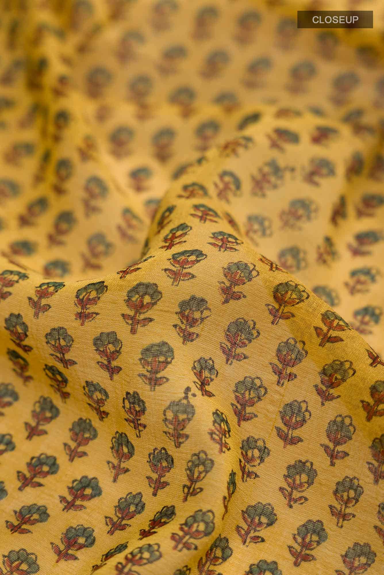 Mustard Chanderi Silk Cotton Saree