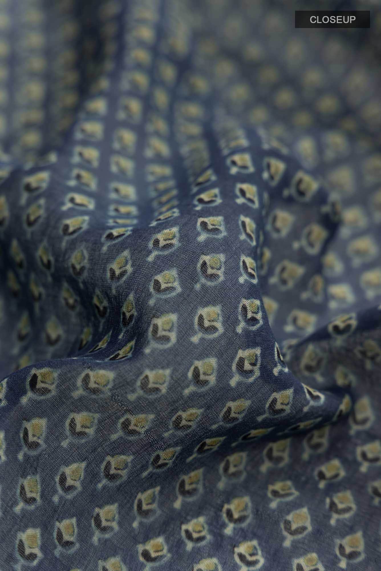 Blue Chanderi Silk Cotton Saree