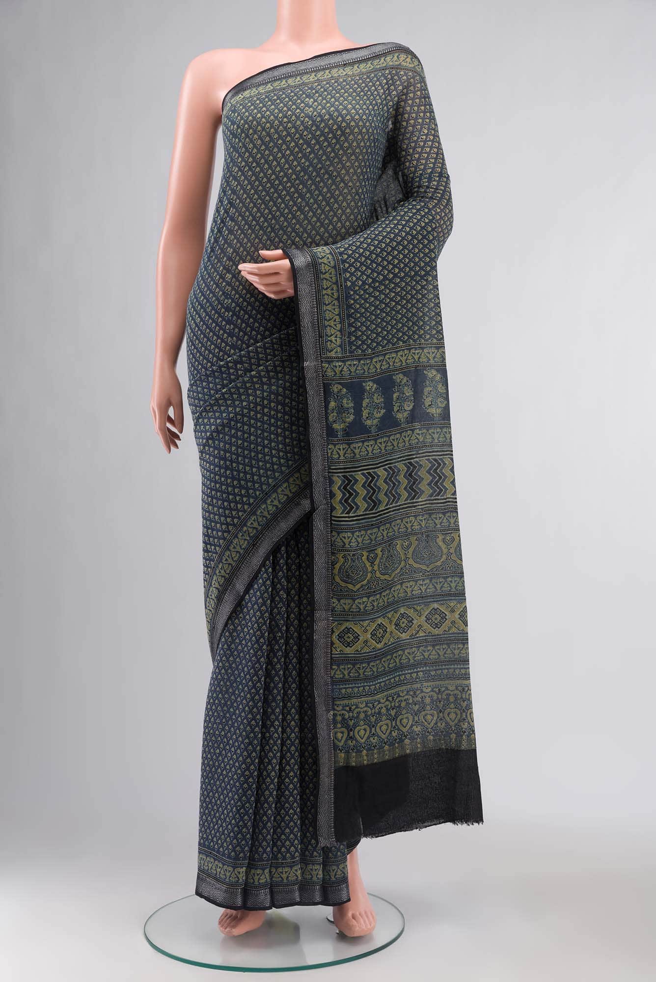Blue Chanderi Silk Cotton Saree