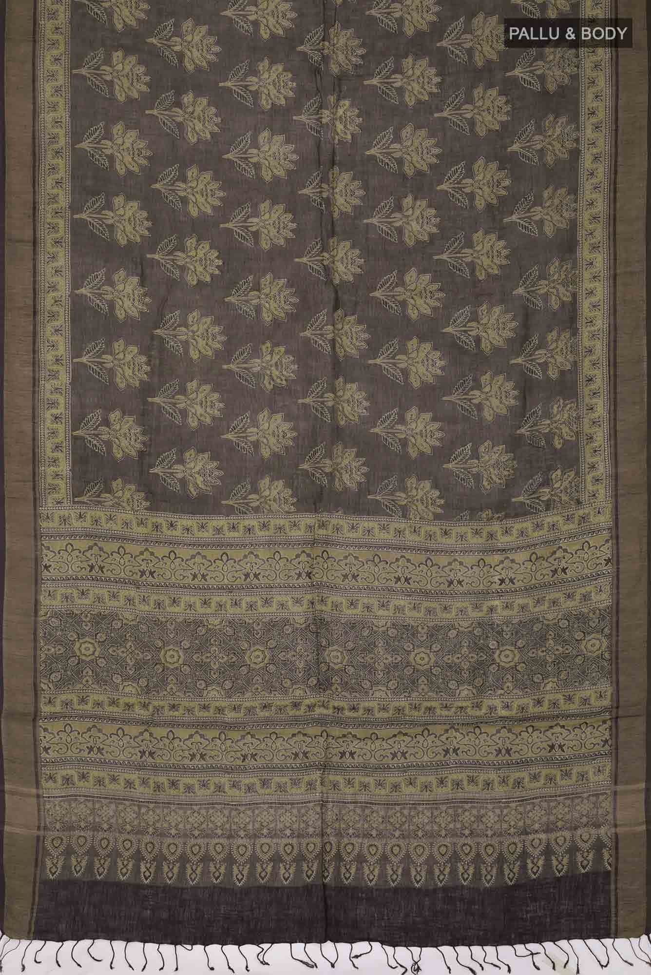 Green Linen Cotton Saree
