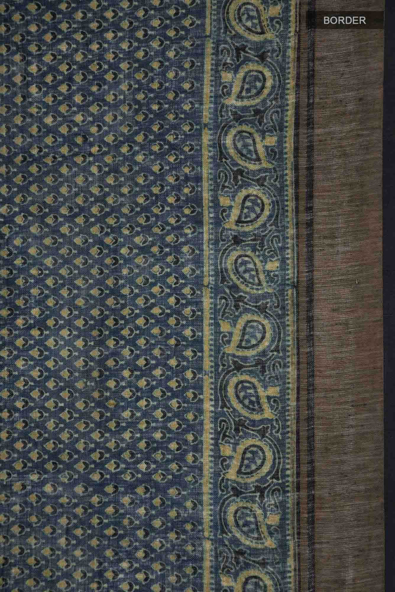 Indigo Linen Cotton Saree