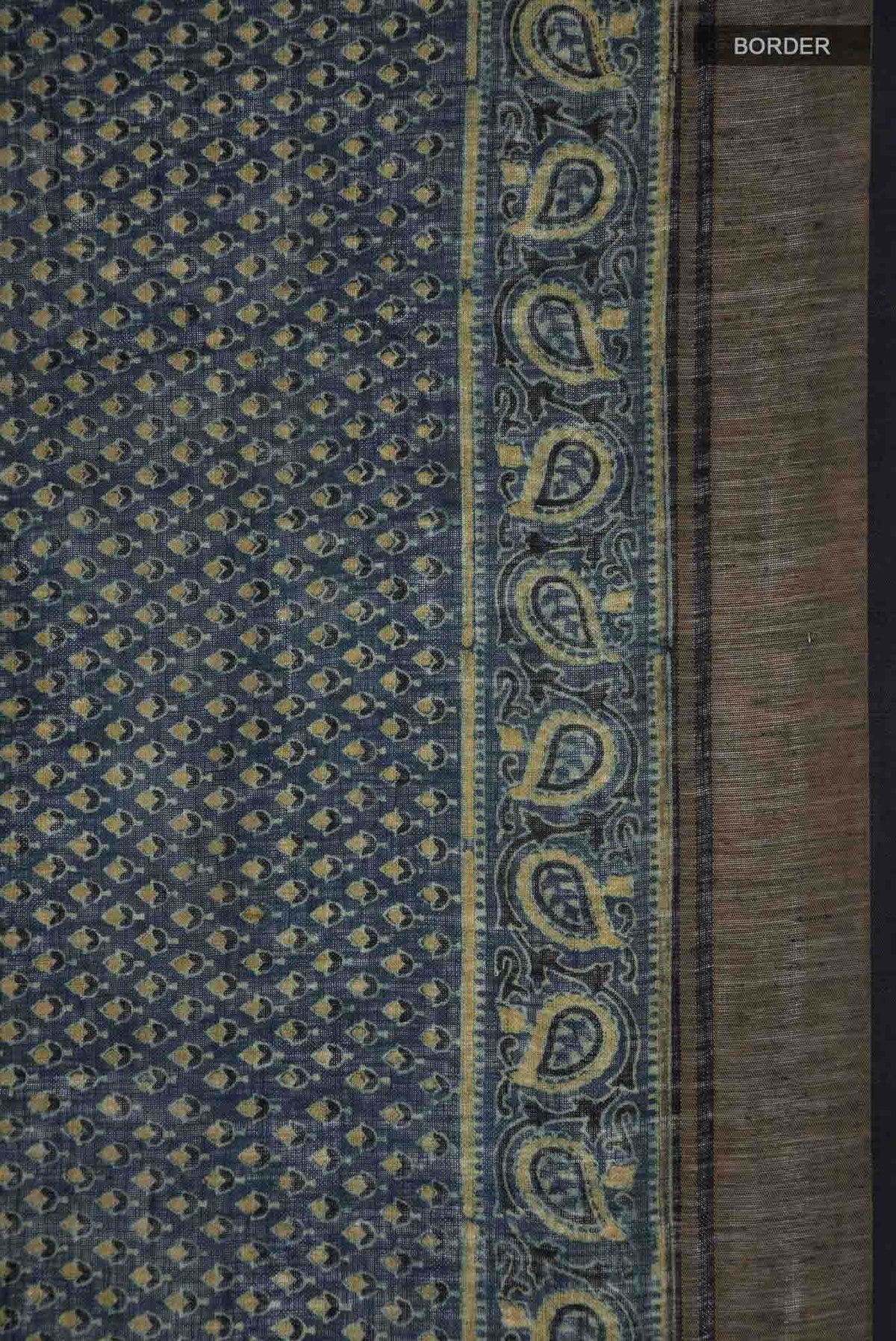 Indigo Linen Cotton Saree