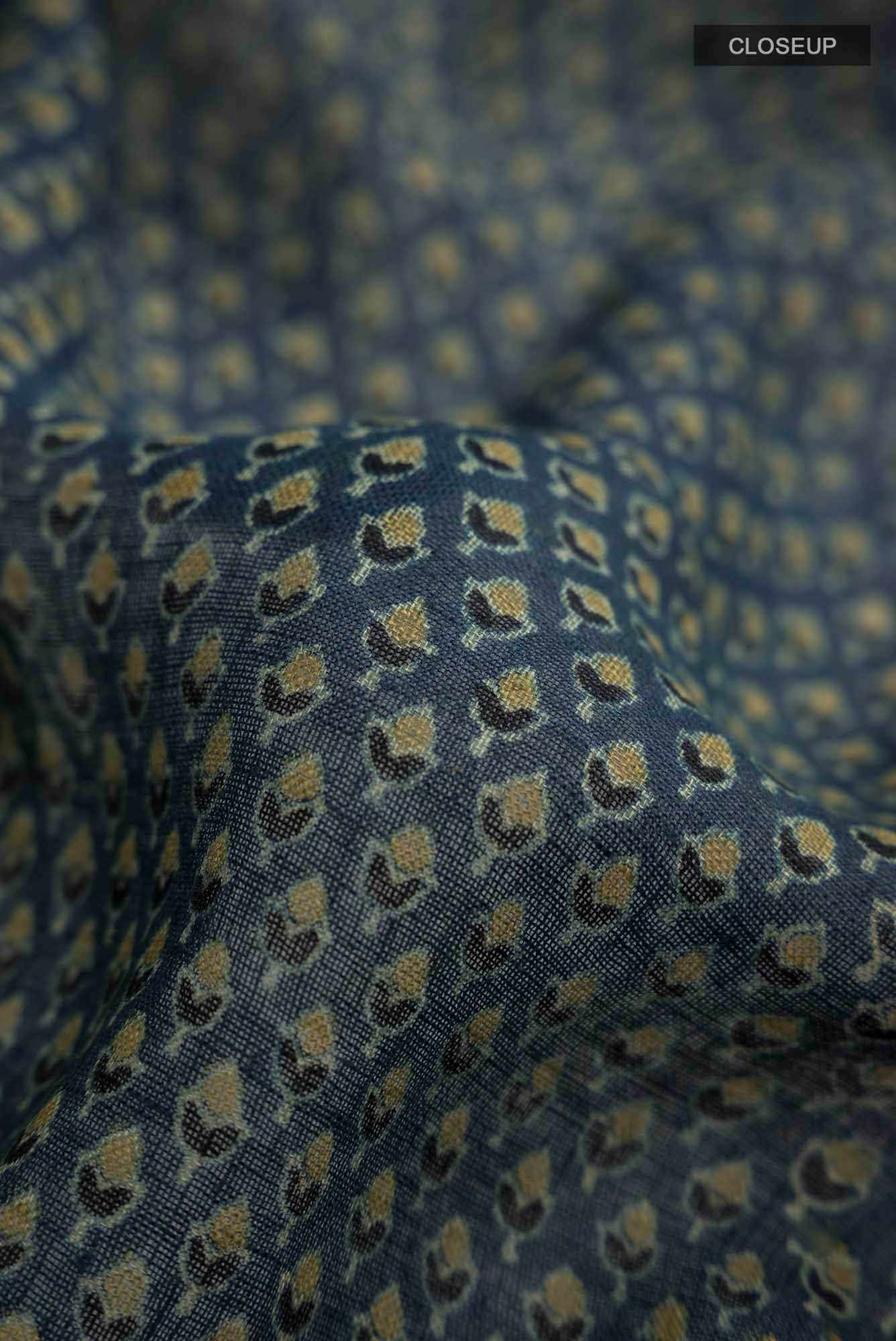 Indigo Linen Cotton Saree