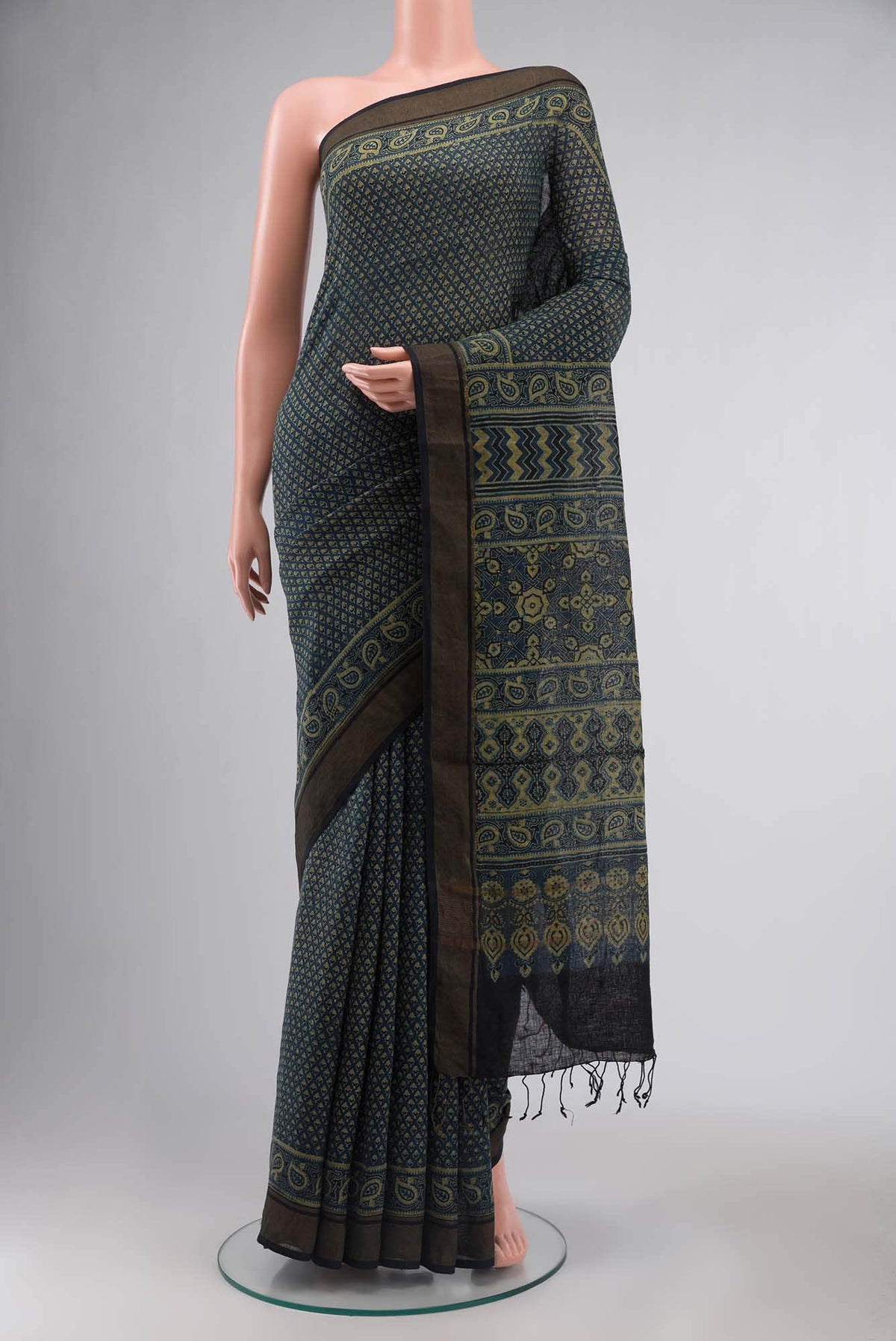 Indigo Linen Cotton Saree