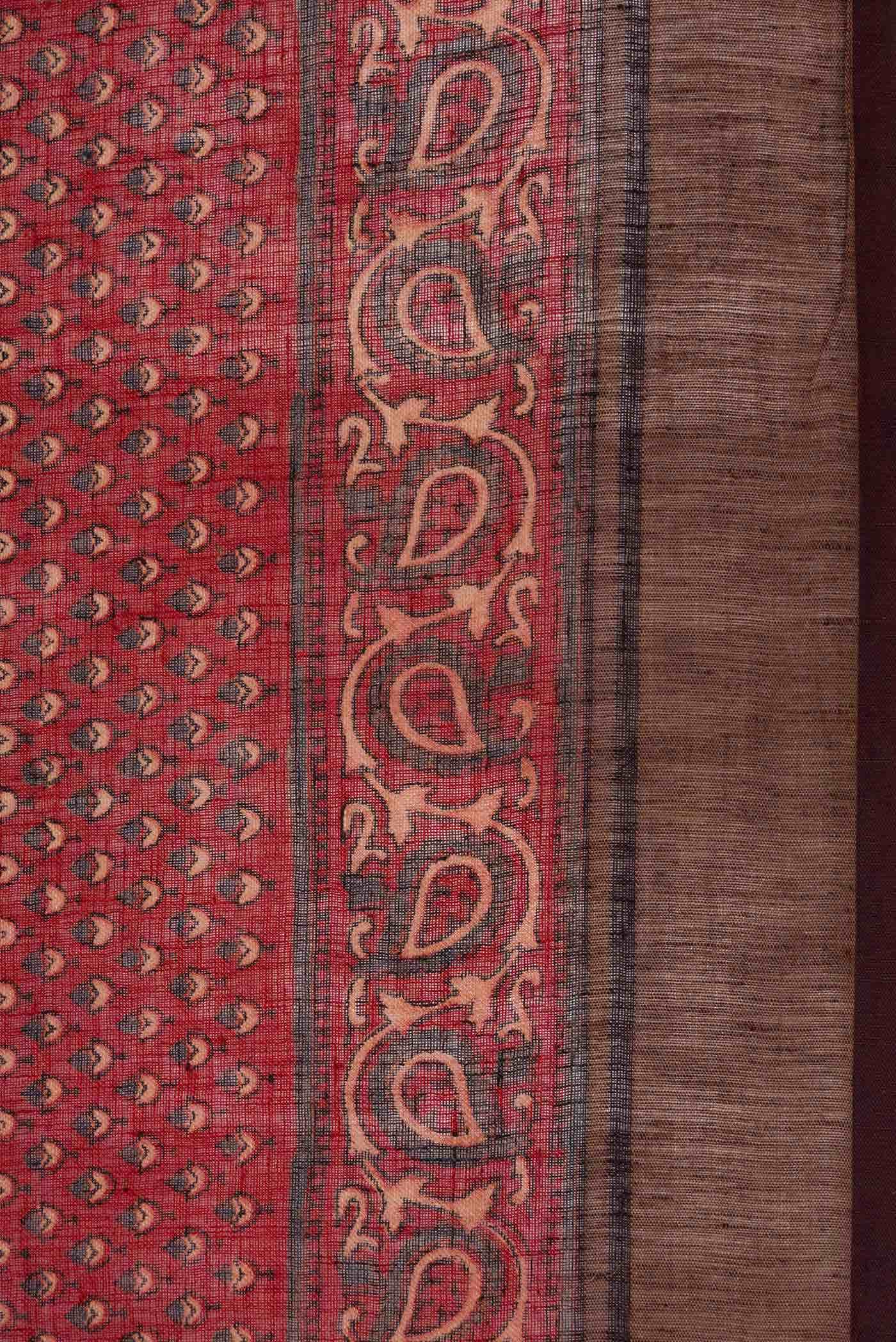 Maroon Linen Cotton Saree
