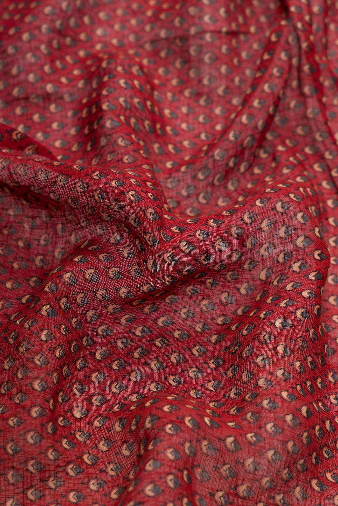 Maroon Linen Cotton Saree