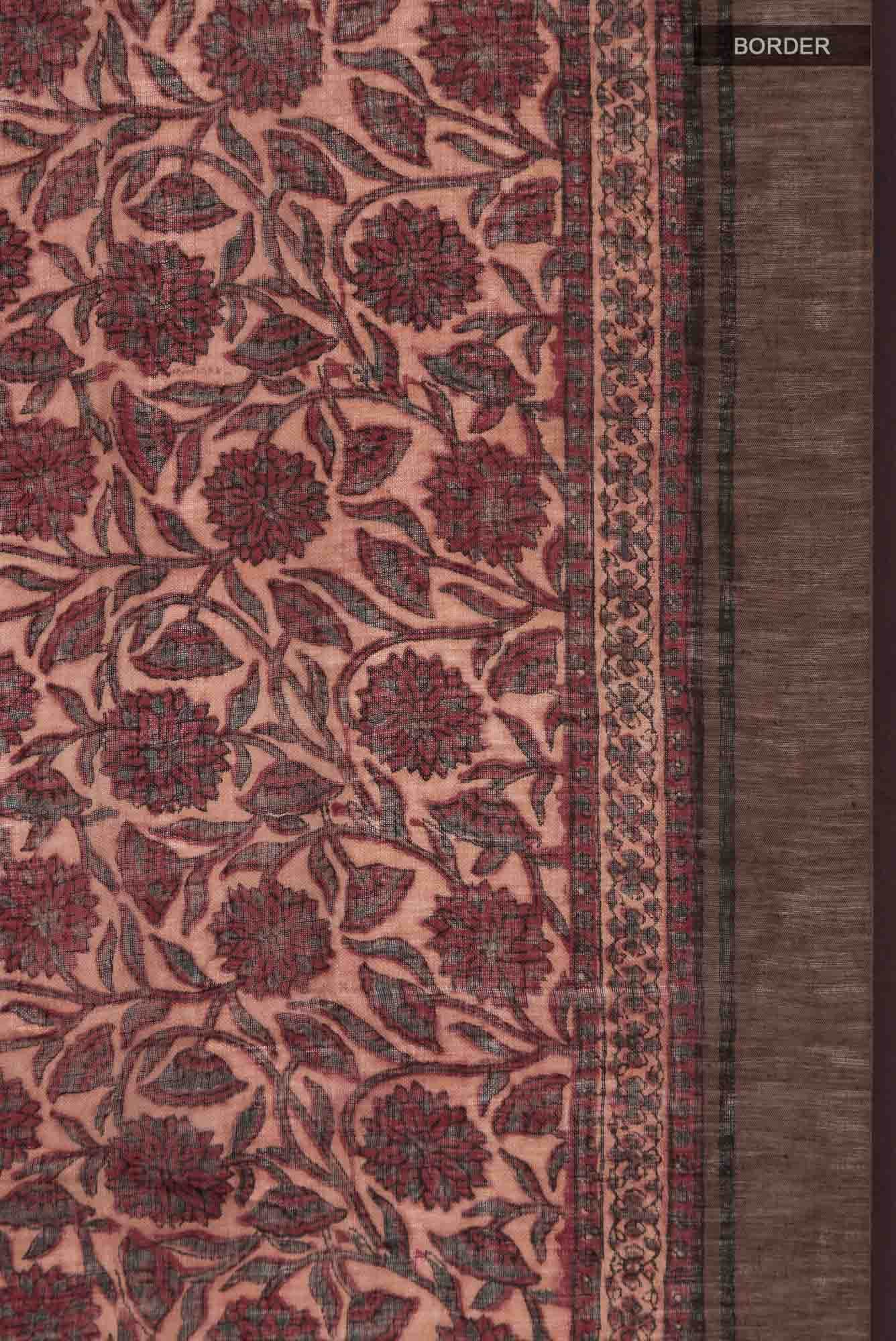 Rust Linen Cotton Saree