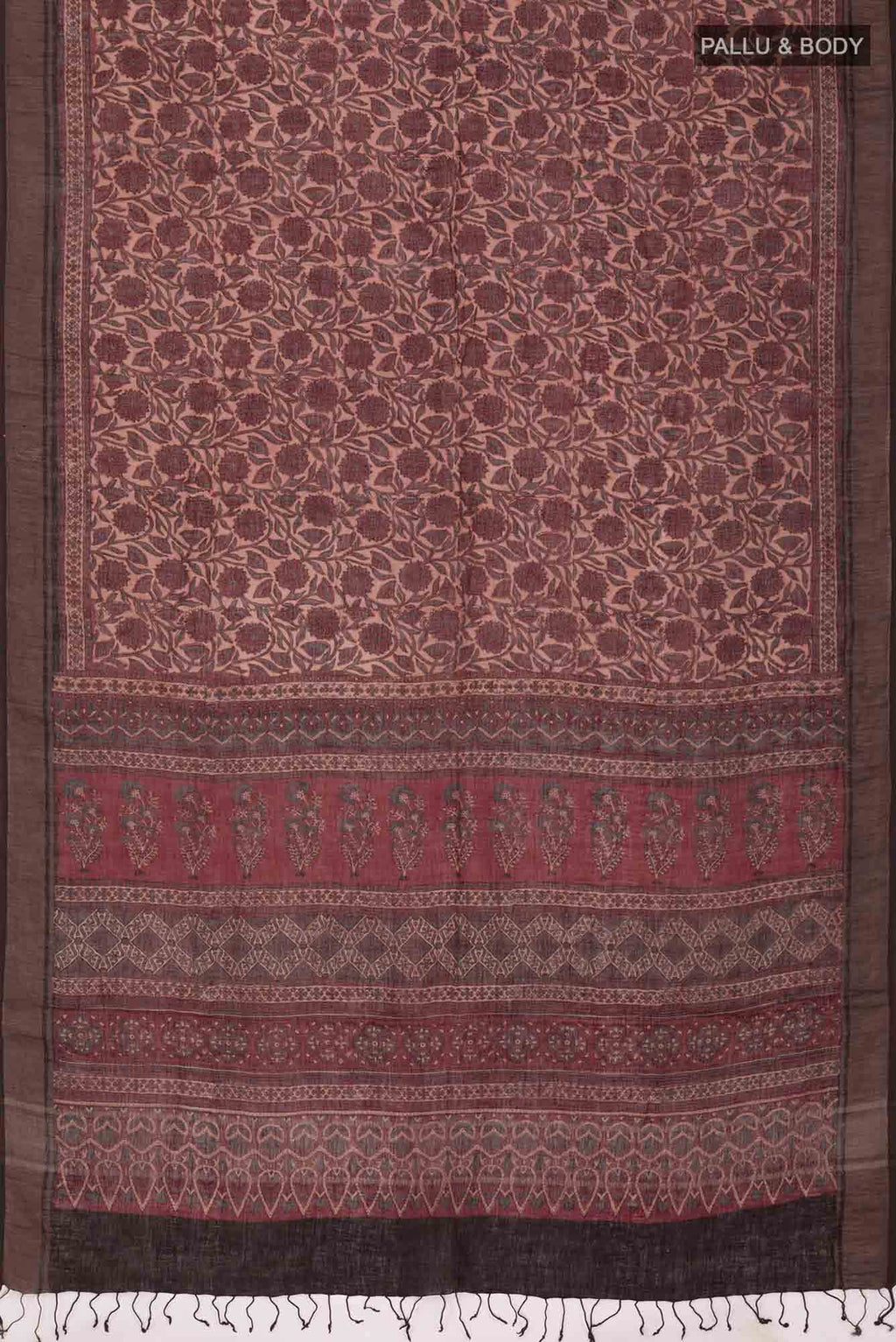 Rust Linen Cotton Saree