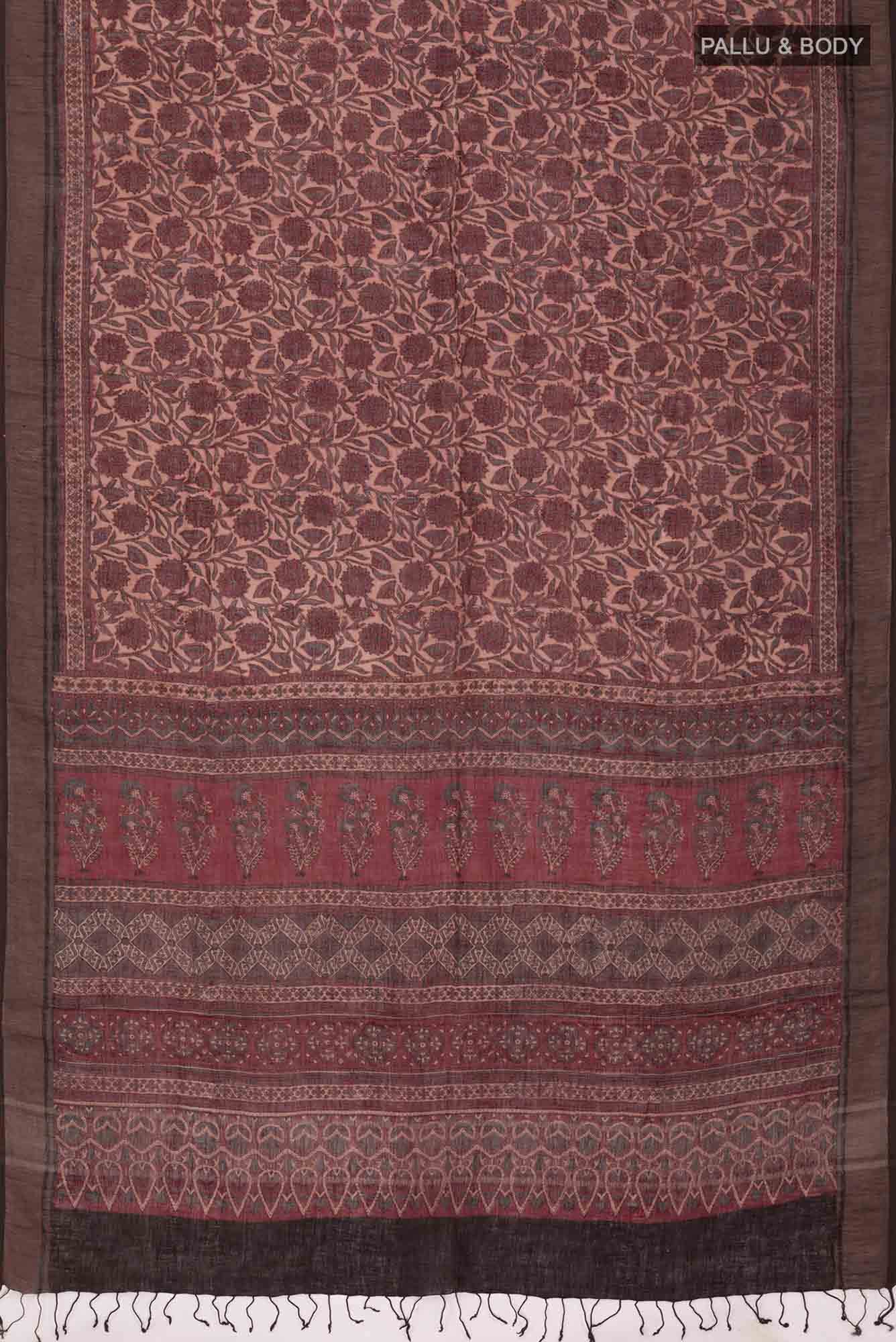 Rust Linen Cotton Saree
