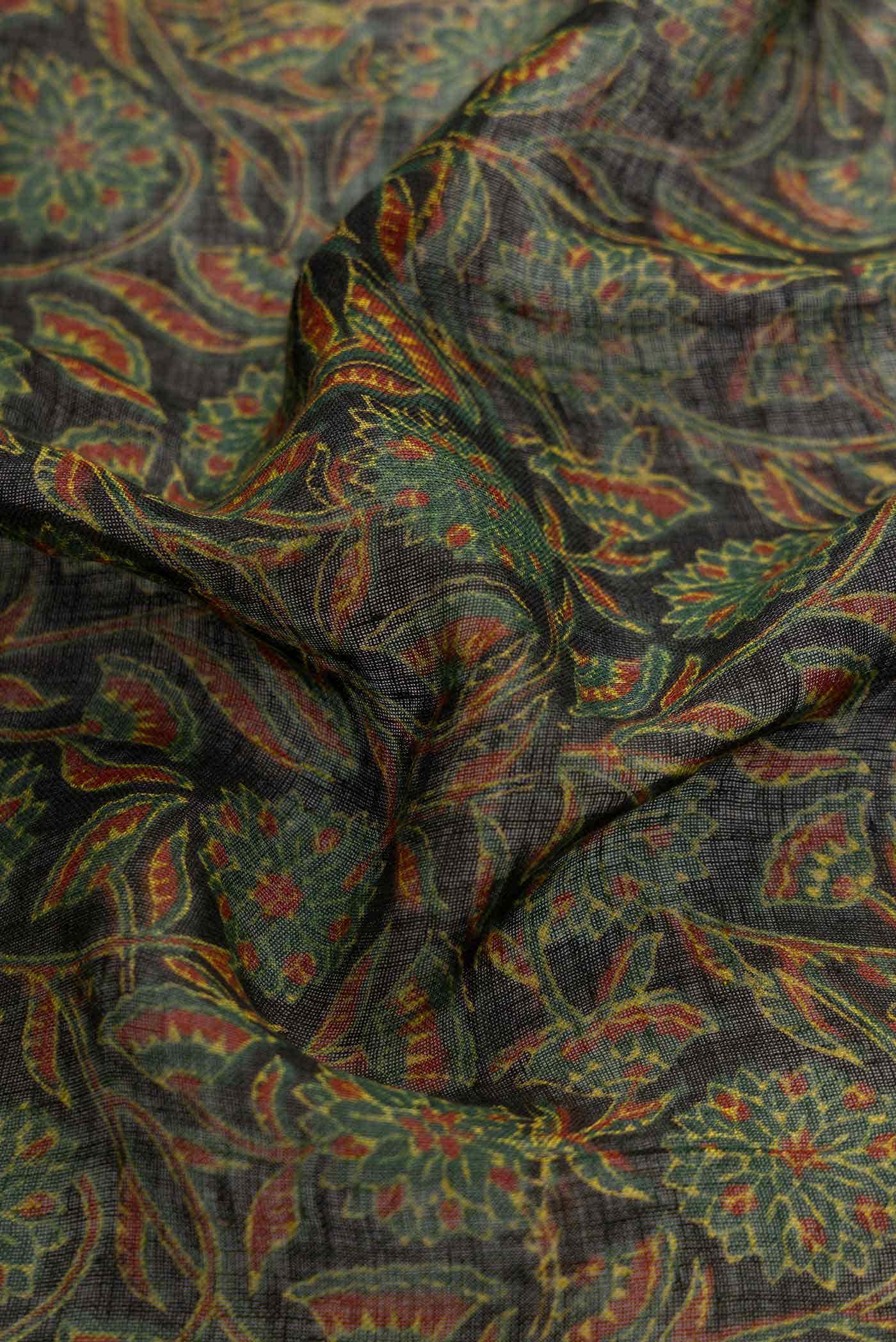 Black Linen Cotton Saree