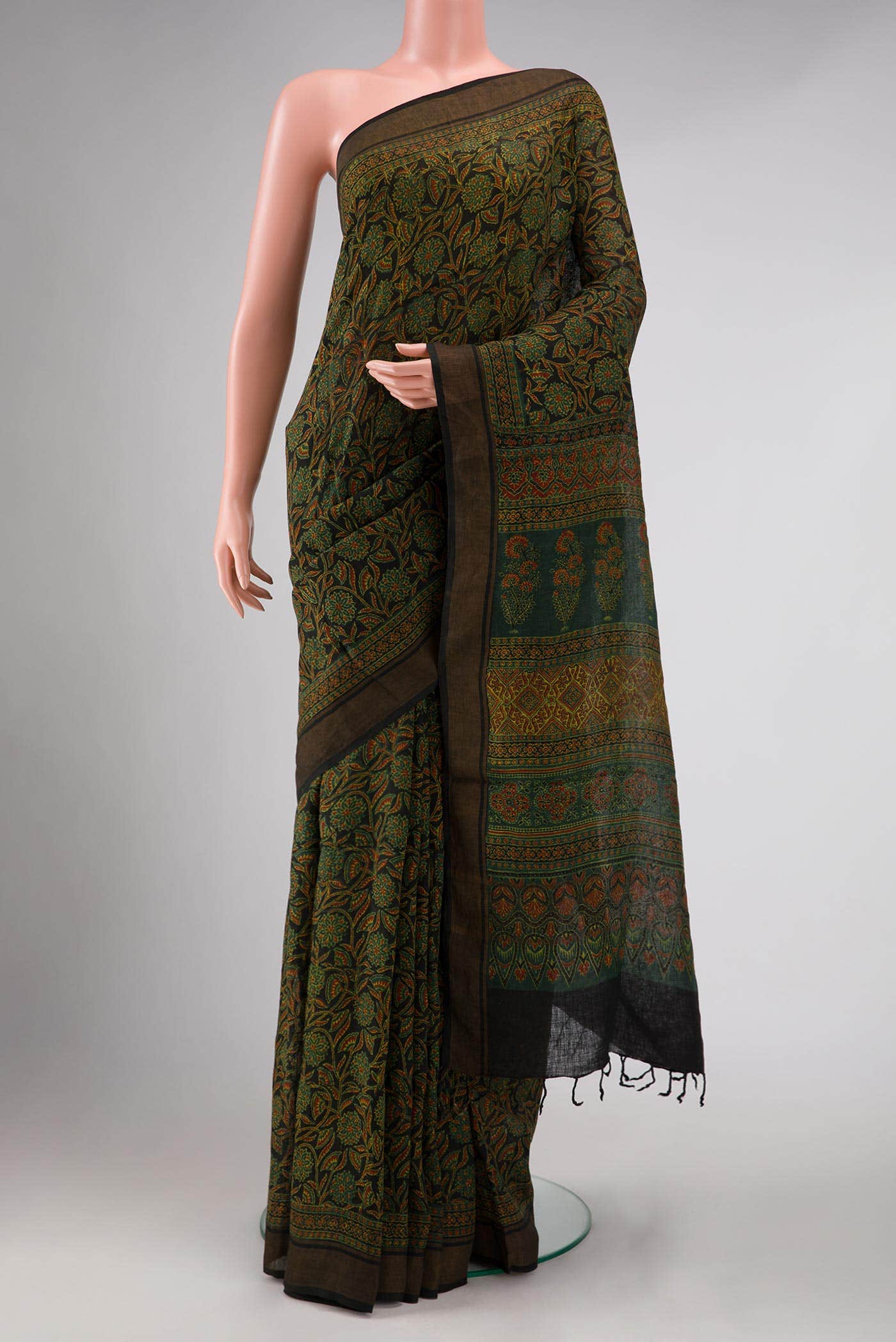 Black Linen Cotton Saree