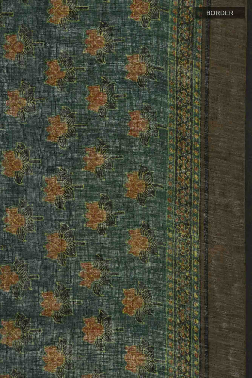 Green Linen Cotton Saree
