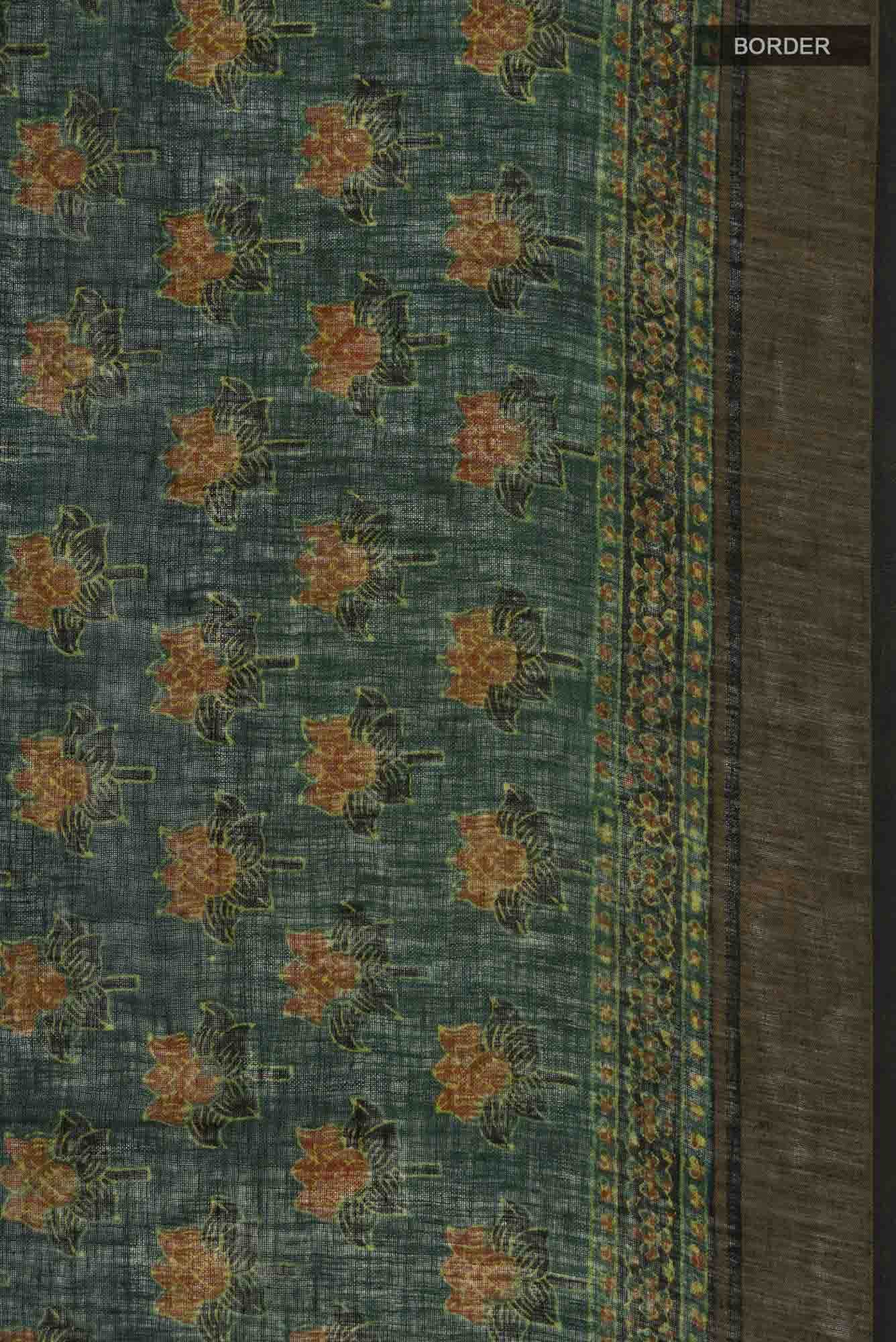 Green Linen Cotton Saree