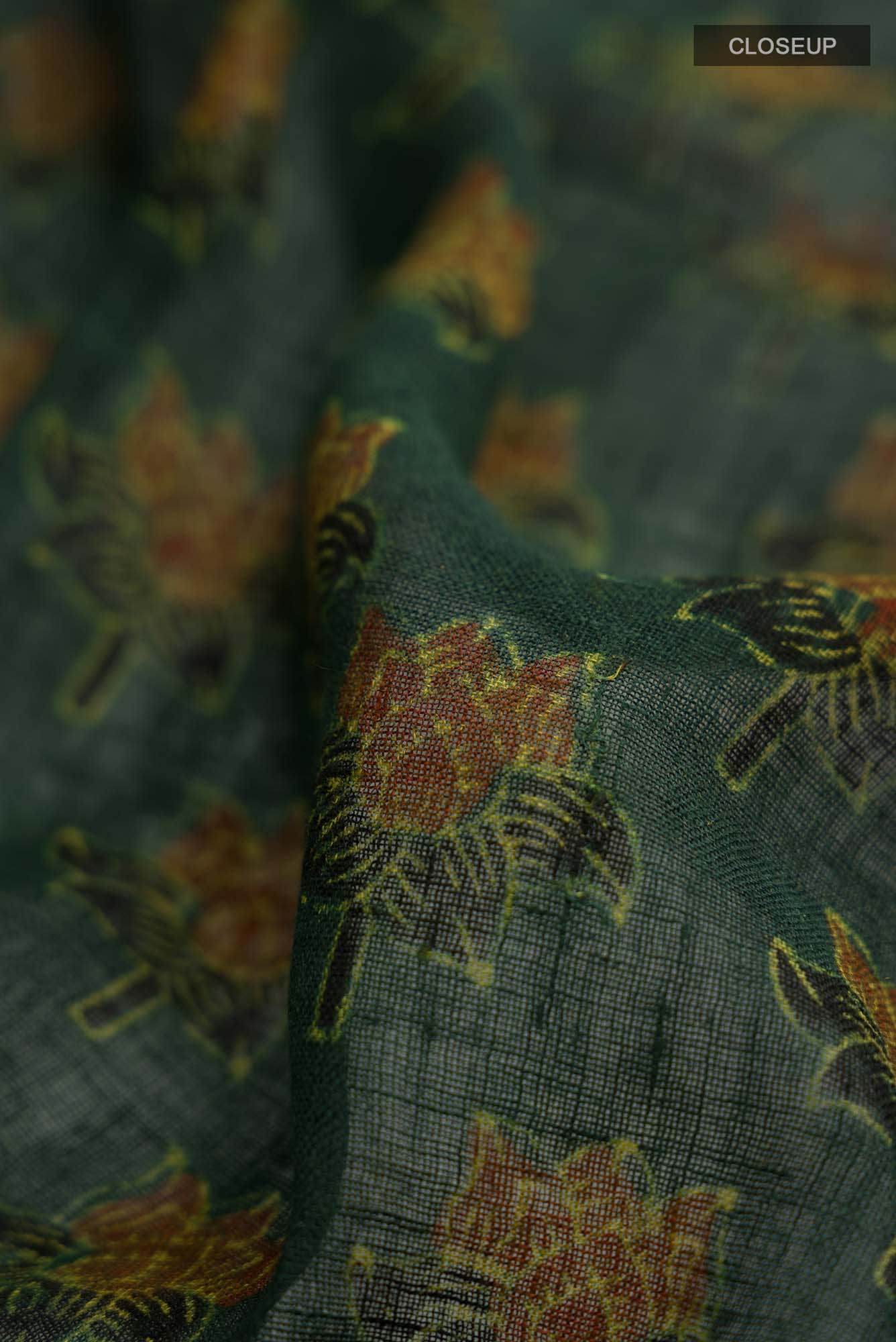 Green Linen Cotton Saree