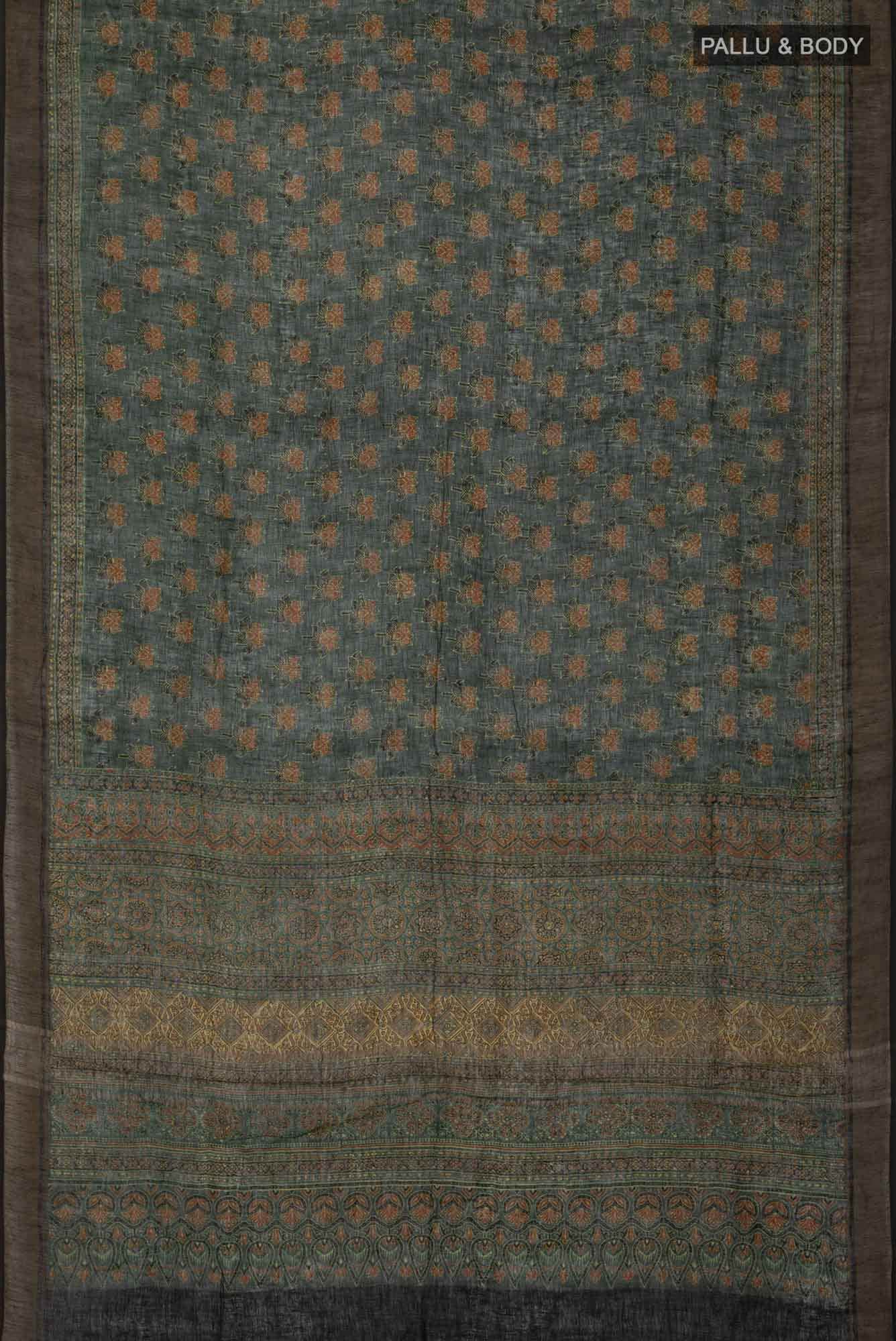 Green Linen Cotton Saree