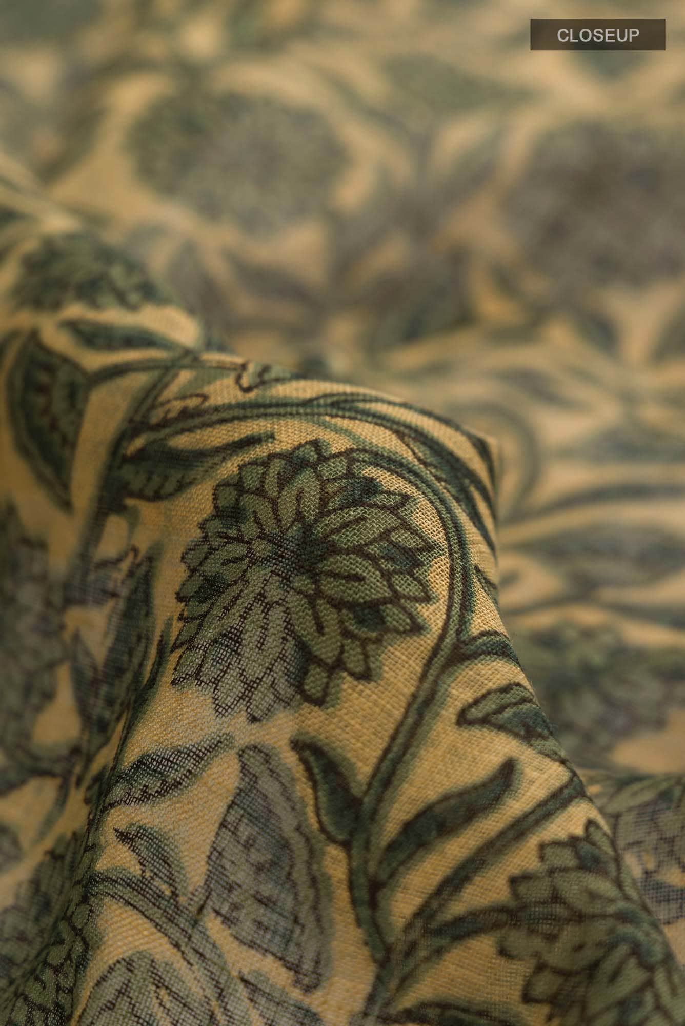 Yellow Linen Cotton Saree