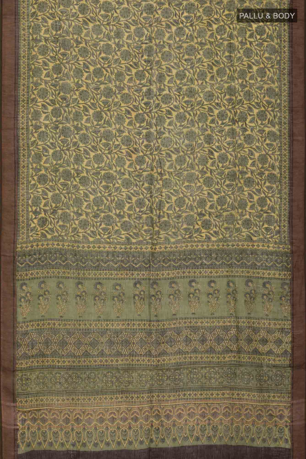 Yellow Linen Cotton Saree