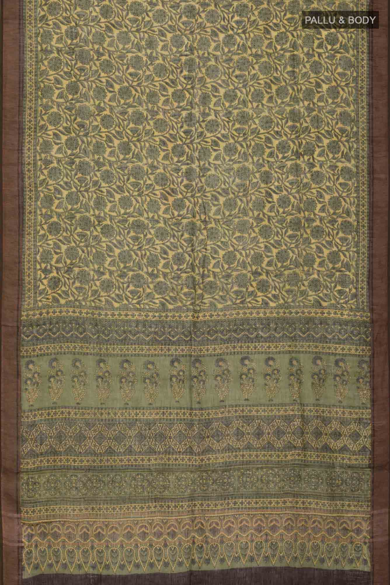 Yellow Linen Cotton Saree