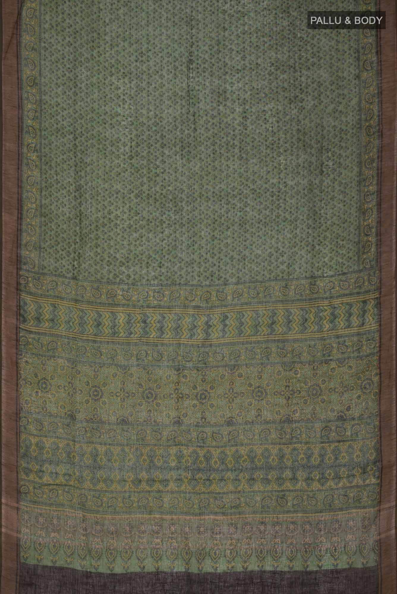 Green Linen Cotton Saree