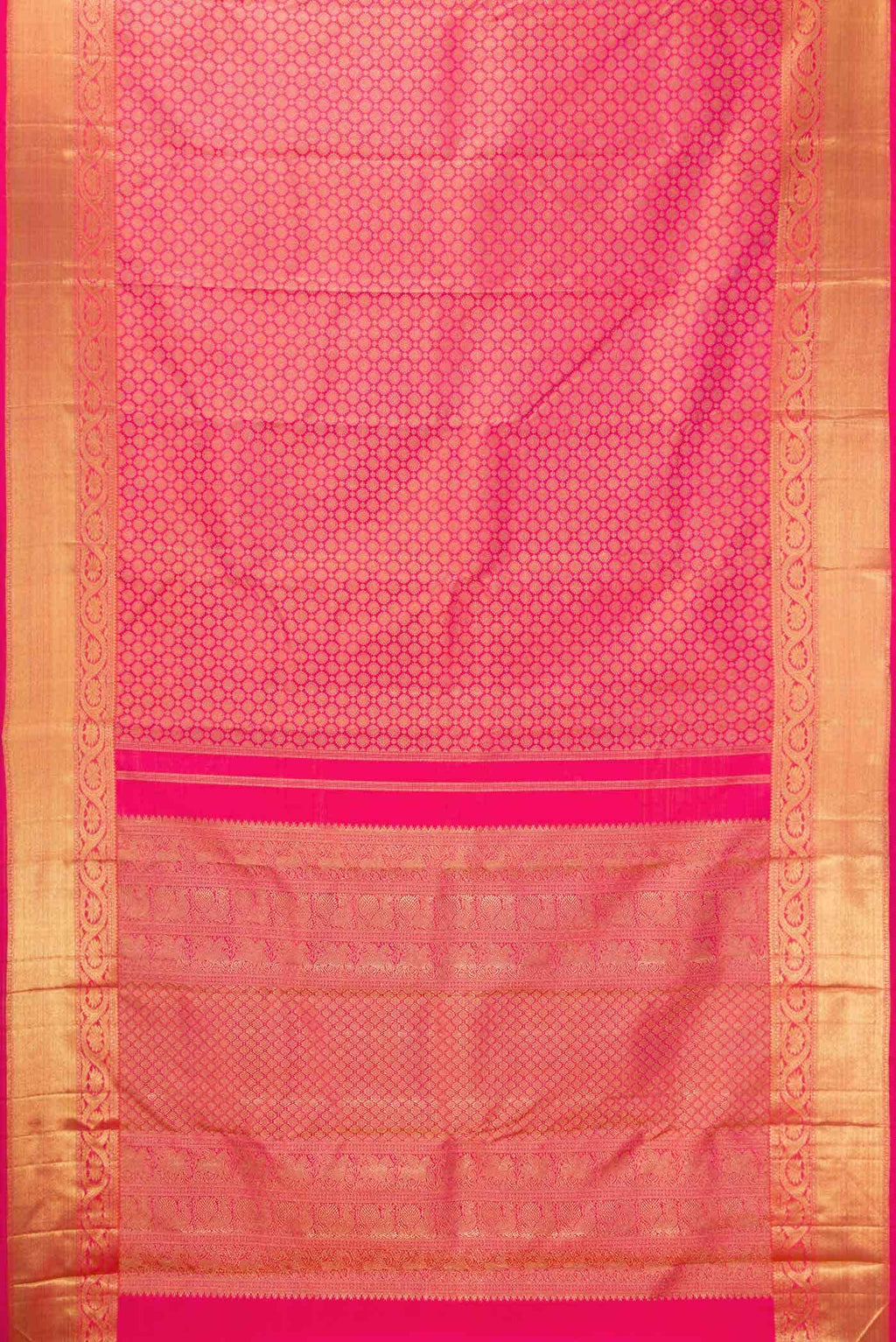 Pure Silk Pure Zari Pink Dual Tone Kanchipuram Saree