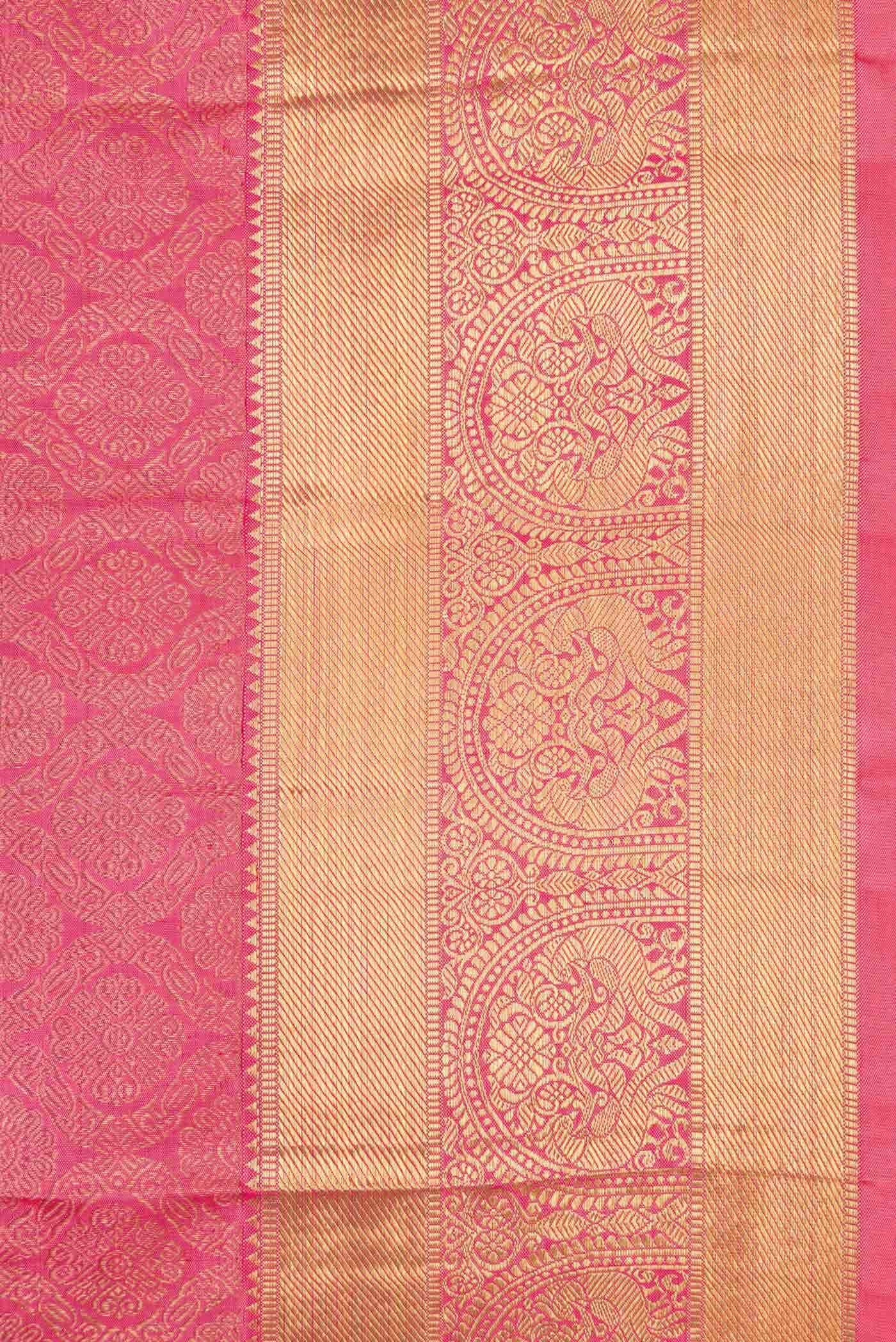 Pure Silk Pure Zari Pink Kanchipuram Saree